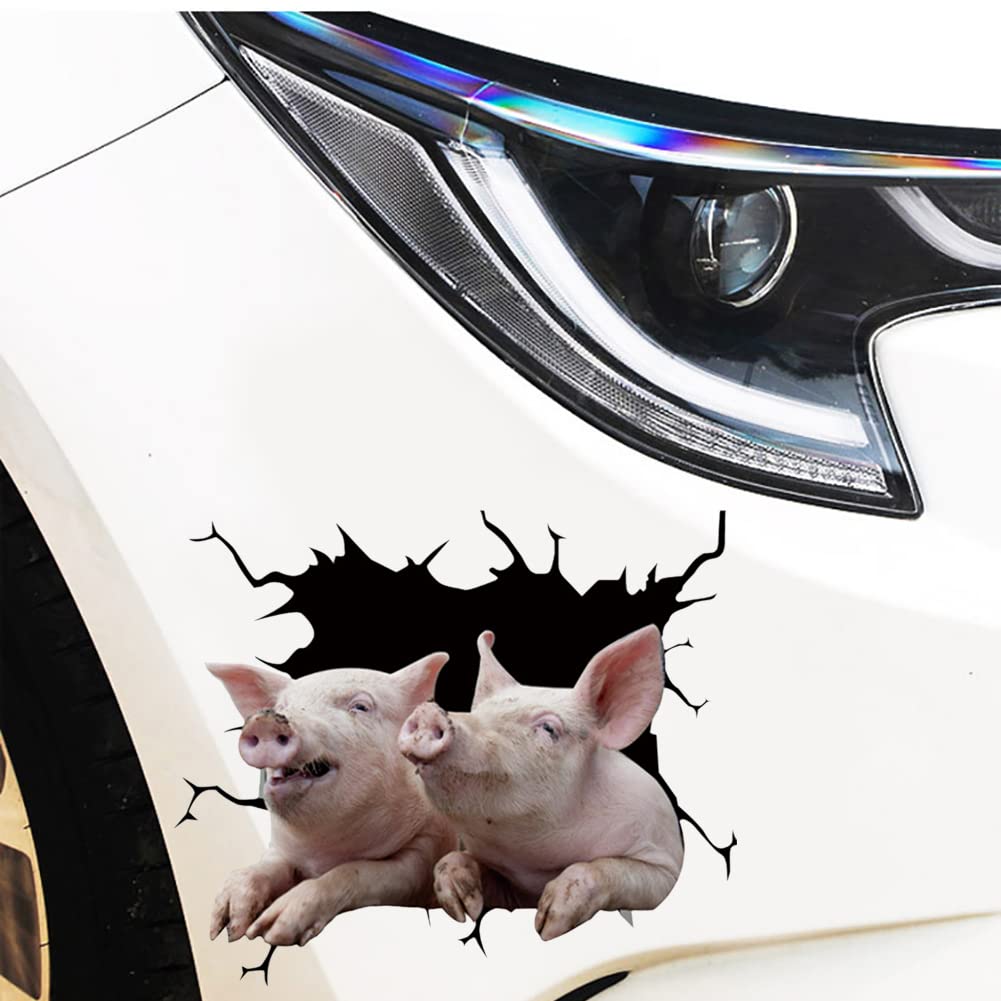 Eforcase 4-Piece 3D Animal Crack Car Stickers - Funny Pigling Vinyl Window Decals, Transparent Car Clings for Vehicles | Perfect for Car Windows, Trucks, SUVs & Personalizing Your Ride