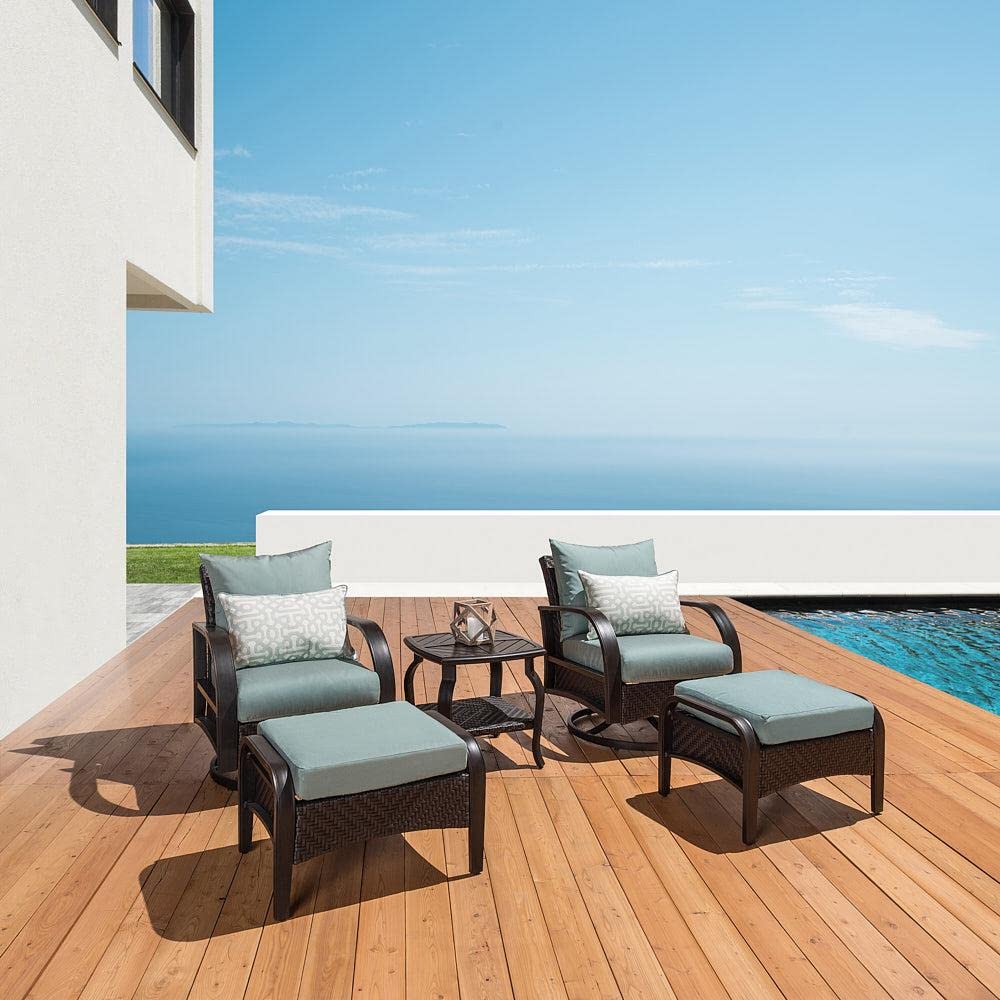 RST Brands Barcelo 5-Piece Outdoor Patio Furniture Set with Motion Club Chairs - Charcoal Gray Wicker for Backyard, Poolside & Garden Relaxation