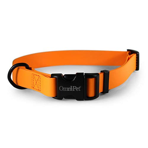 **OmniPet Waterproof Dog Collar with Quick Release Buckle – Durable Coated Nylon Webbing, Odor-Proof & Easy to Clean – Fits Small, Medium & Large Dogs (Tangerine, 3/4
