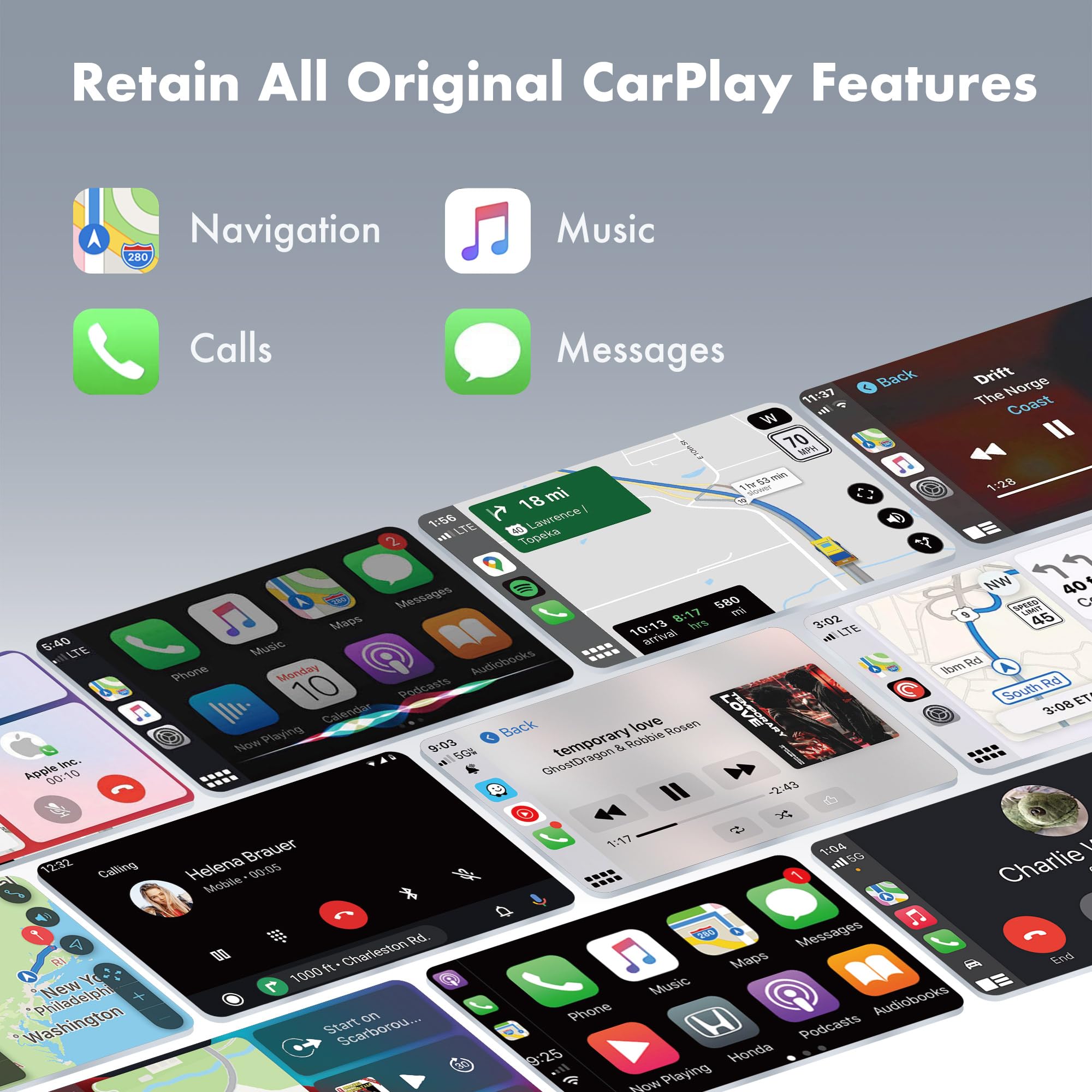 Wireless CarPlay Adapter for iPhone - Mini Plug & Play CarPlay Dongle with Instant Connection, Hi-Fi Sound & HD Video, Compatible with iOS 10+ & Cars 2018+ (Perfect for Commuting, Road Trips & Hands-Free Driving)