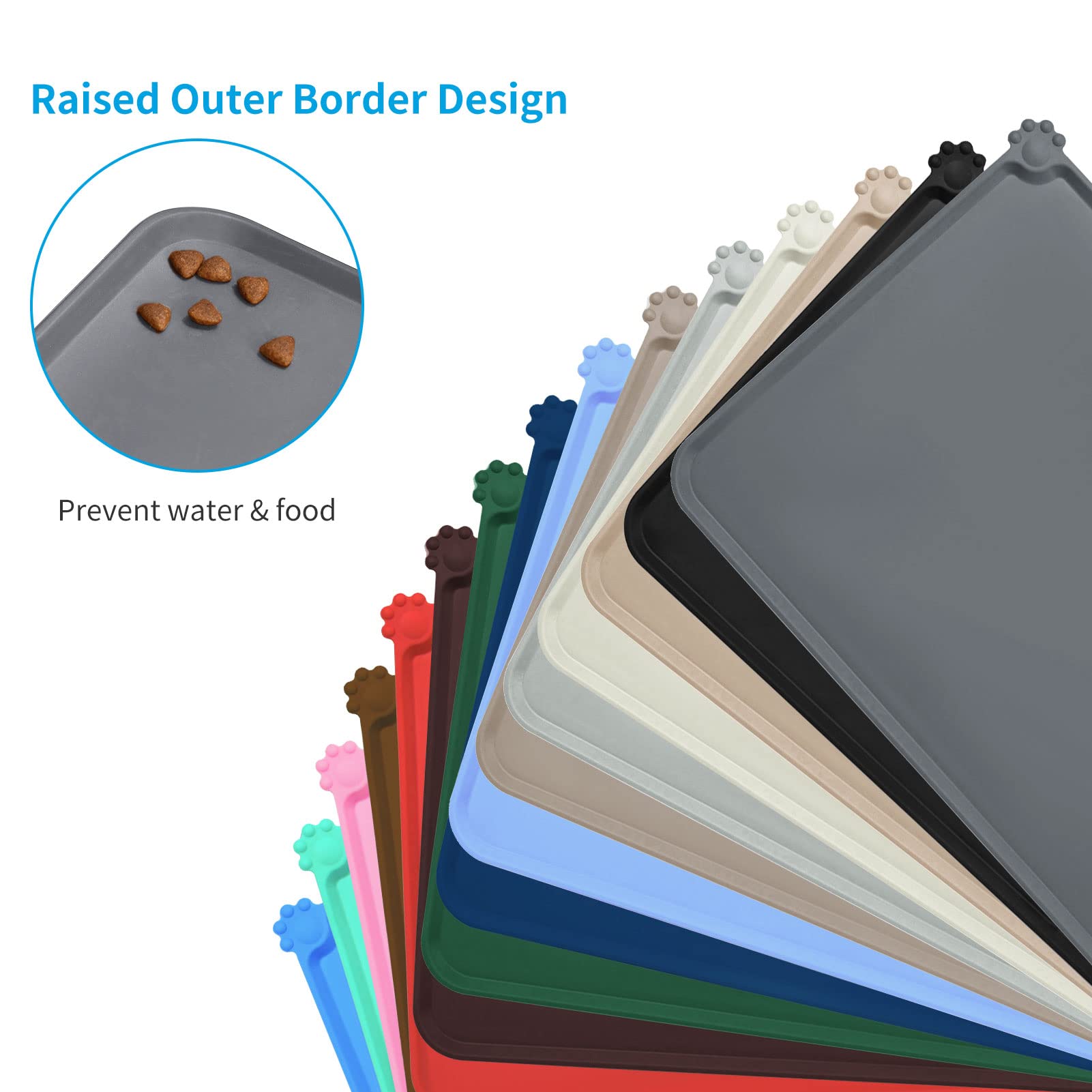**AUDWUD Silicone Waterproof Pet Feeding Mat - Non-Slip Dog Bowl Pad for Food & Water - Perfect for Messy Eaters & Spill Prevention**