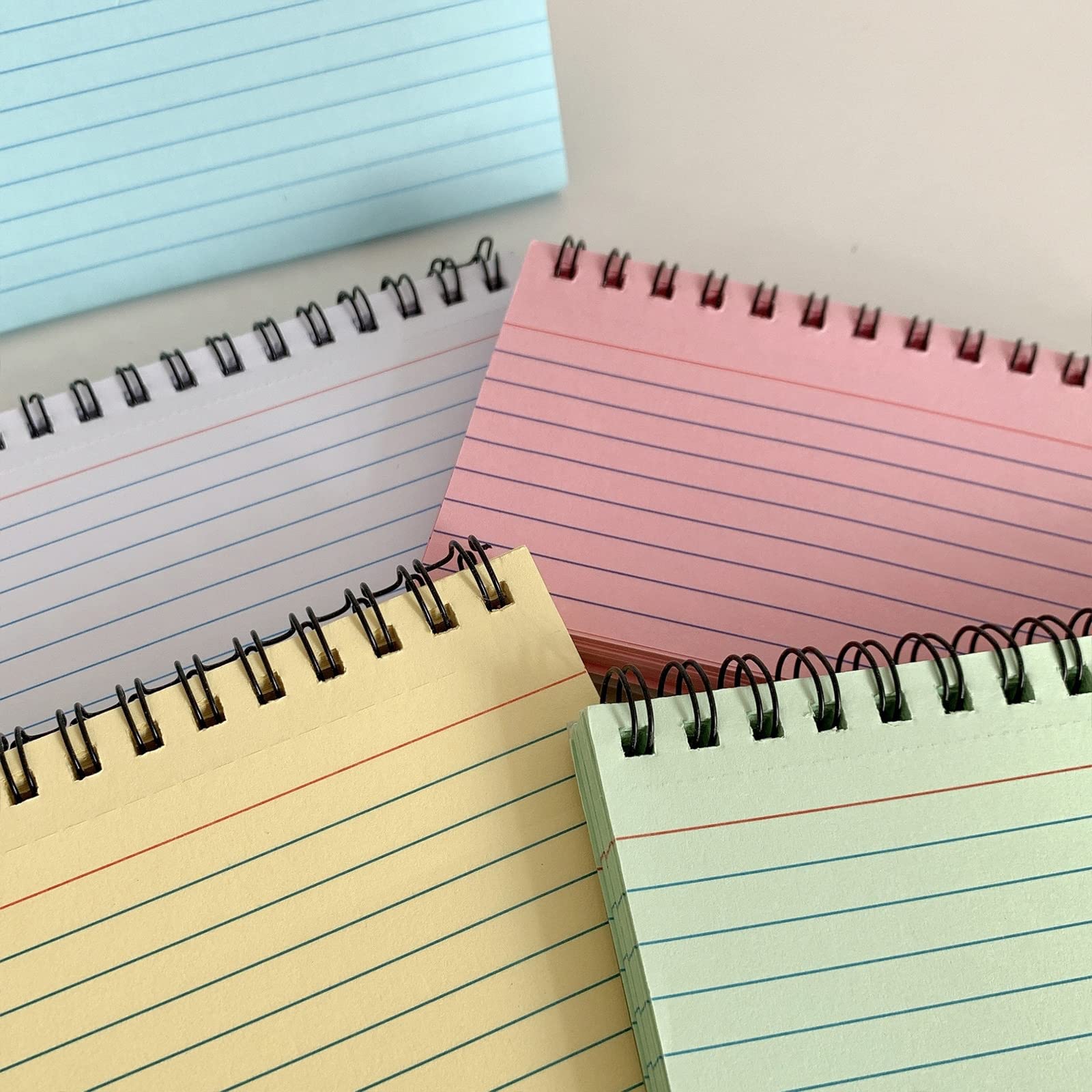 Khakho 5-Pack Spiral Bound Index Cards with Lined Rings - Premium Revision Flash Cards for Office Meetings, School Study & Memorization | Perfect for Note-Taking, Exam Prep & Presentation Organization (Paper)