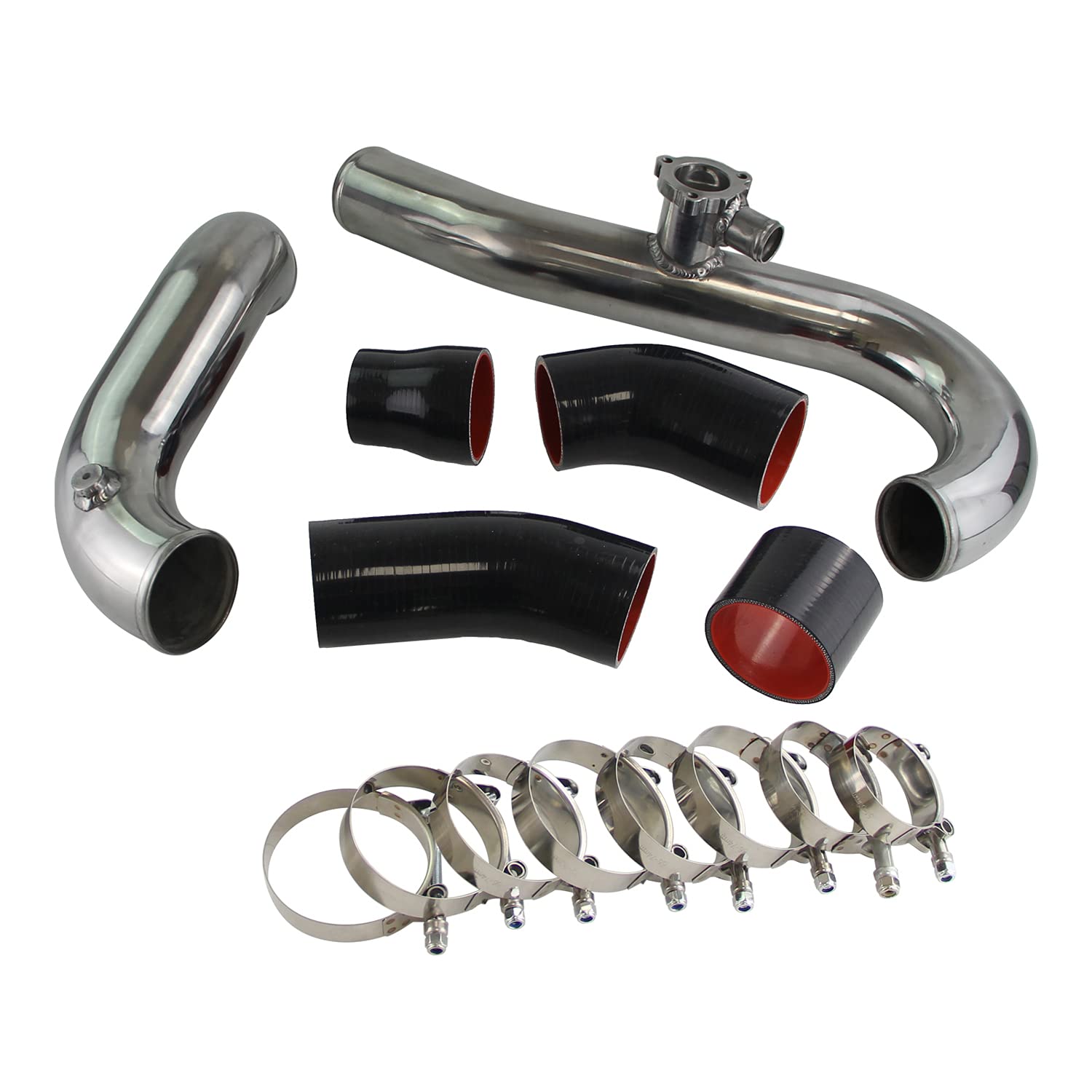 High-Performance Intercooler Hose Kit for Ford Mustang EcoBoost 2015-2020 - Silver Aluminum Upgrade - Boost Pipe Replacement - Perfect for Turbocharged Engine Performance & Track Racing