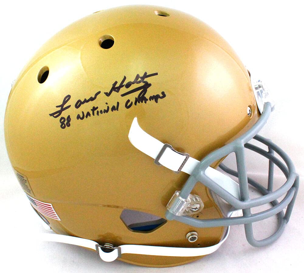 Lou Holtz Autographed Notre Dame Speed Full-Size Football Helmet with Beckett COA - Authentic Collectible for Sports Fans & Memorabilia Enthusiasts - Perfect for Display in Man Caves, Sports Bars, and Game Rooms