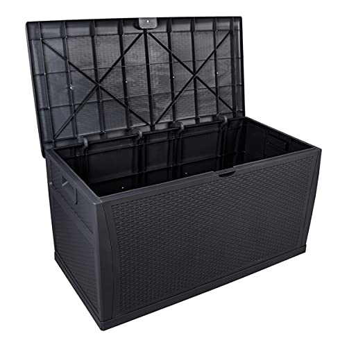 120 Gallon 460L Outdoor Plastic Storage Deck Box - Waterproof Lockable Garden Chest for Tools, Cushions & Toys | Perfect for Patio, Backyard & Poolside Organization