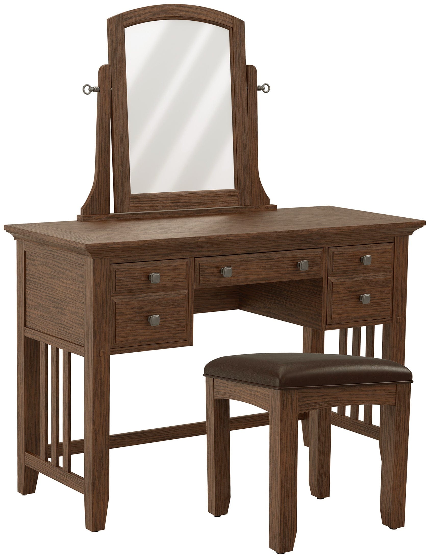 Office Star Modern Mission Vanity Set with Mirror and Bench [BP 4201 056K] - Perfect for Bedroom, Bathroom & Dressing Room Makeup Vanity