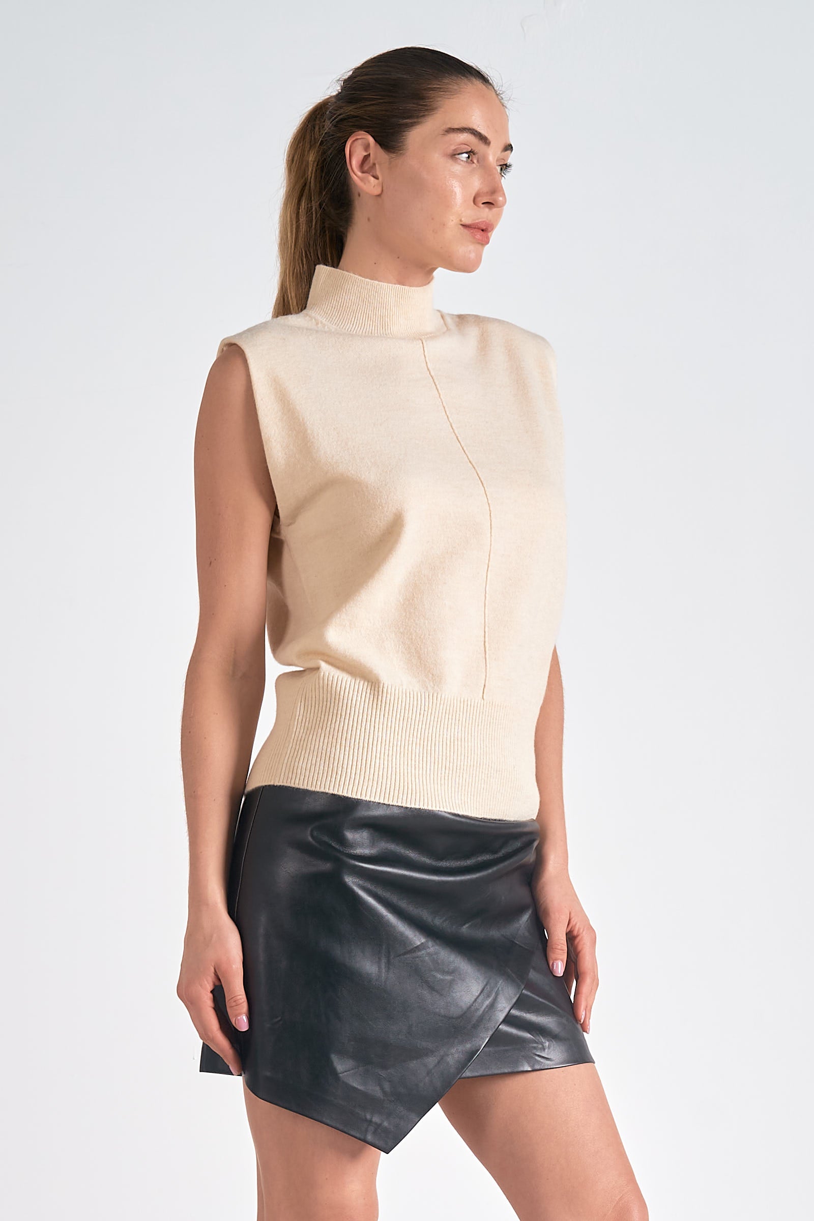 Cream Mock Neck Sweater for Women | Soft Winter Knit Pullover | Cozy Casual & Office Wear