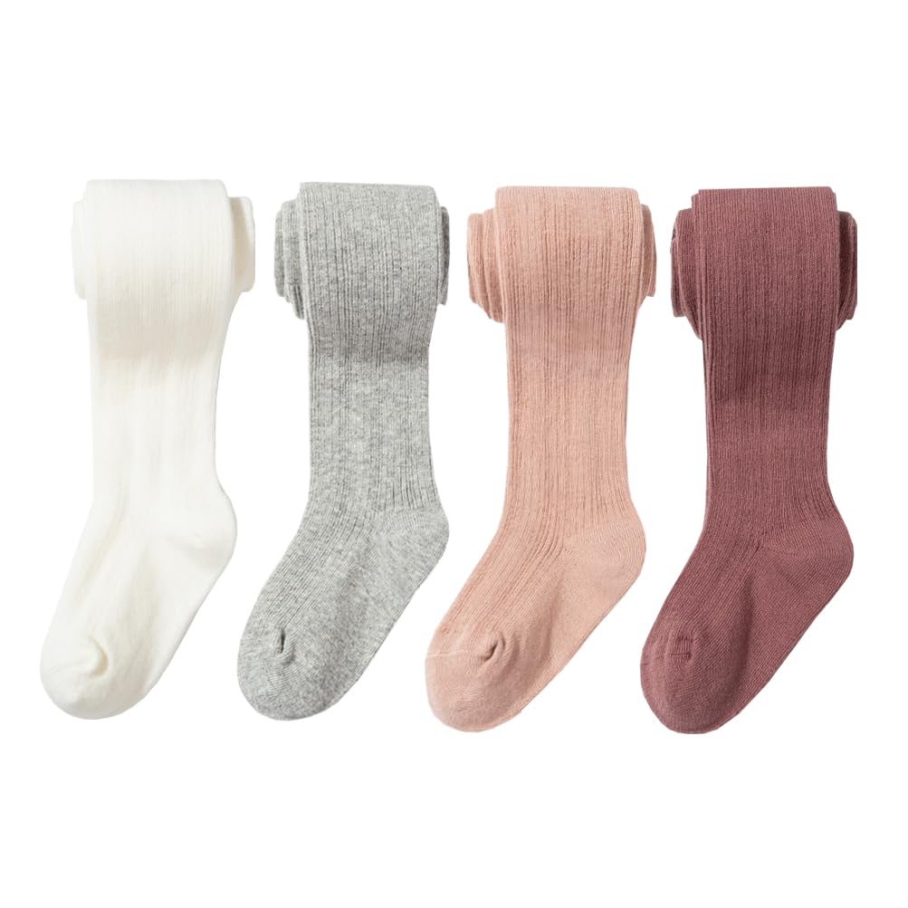 Bafeicao 3/4/5 Pack Baby Girls Cable Knit Tights - Soft Cotton Leggings & Stockings for Toddlers - Perfect for Winter, Playtime & Family Photos