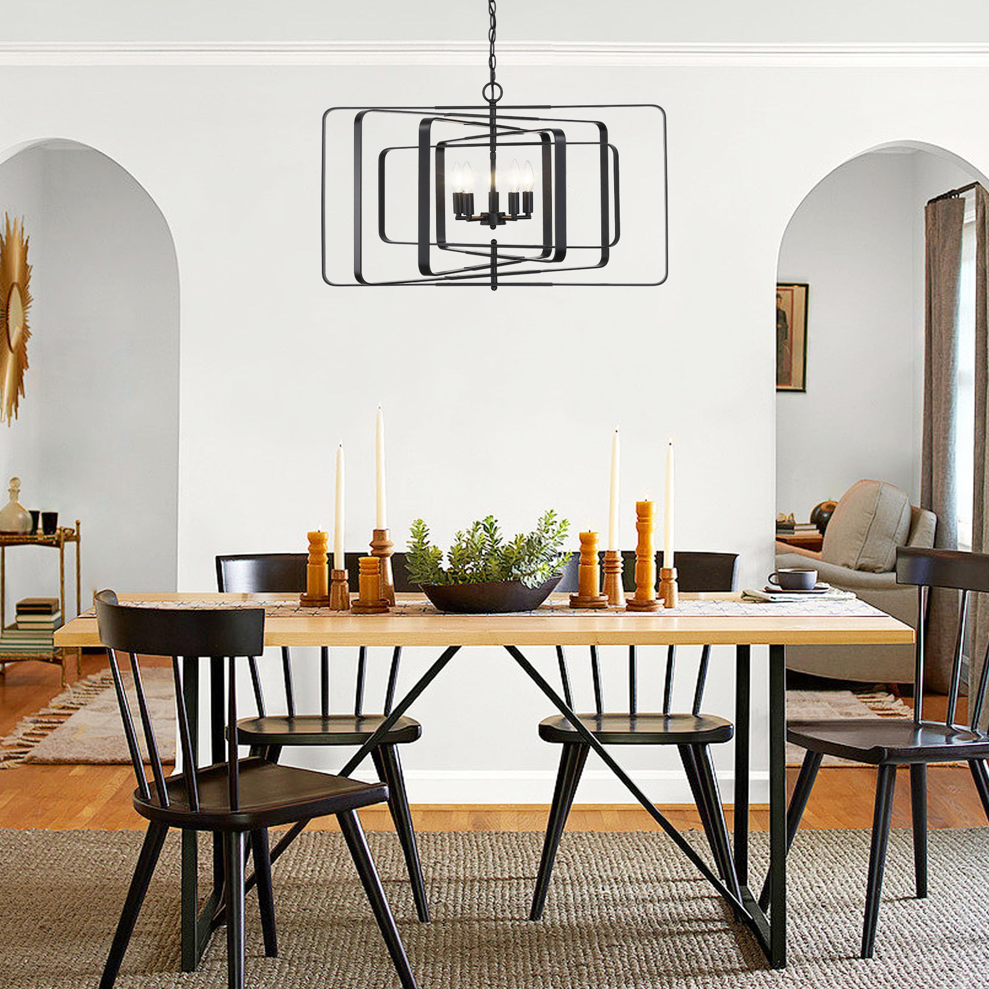 Modern 5-Light Black Chandelier - 32
