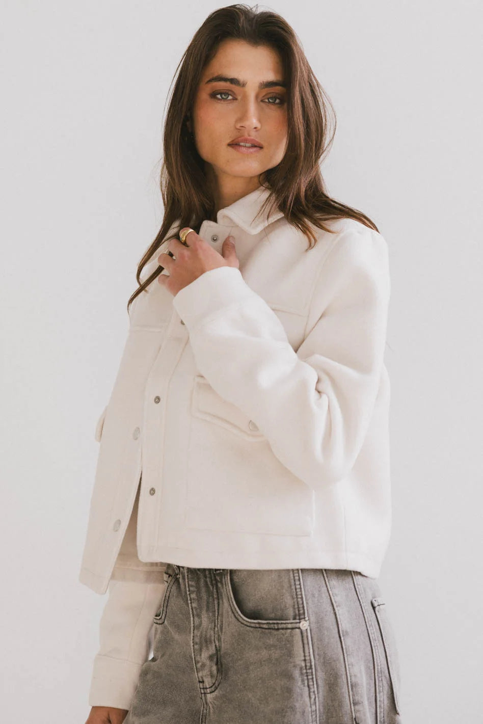 Nina Cream Wool Blend Jacket for Women - Cozy Winter Outerwear for Casual & Office Wear - FINAL SALE