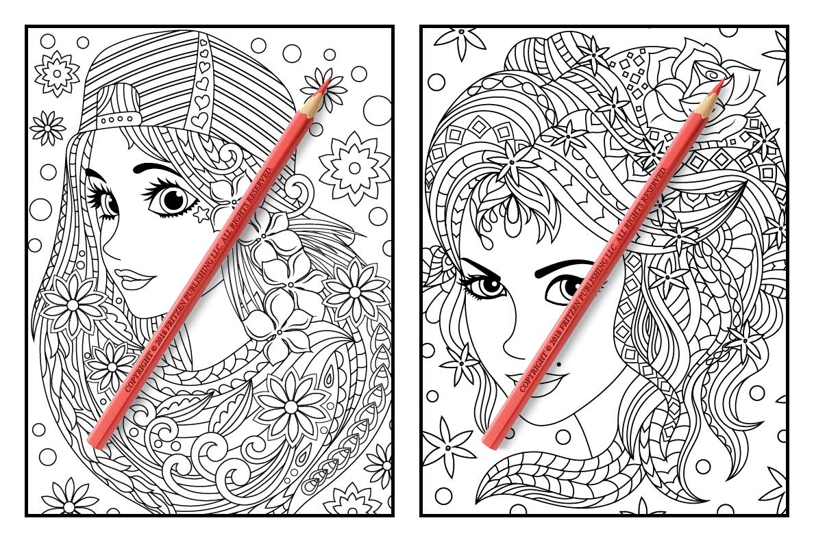 Flower Girls: Cute Manga Adult Coloring Book with Fun Hairstyles & Beautiful Floral Patterns | Stress Relief & Relaxation for Women | Perfect for Art Therapy, Mindfulness & Creative Hobbies