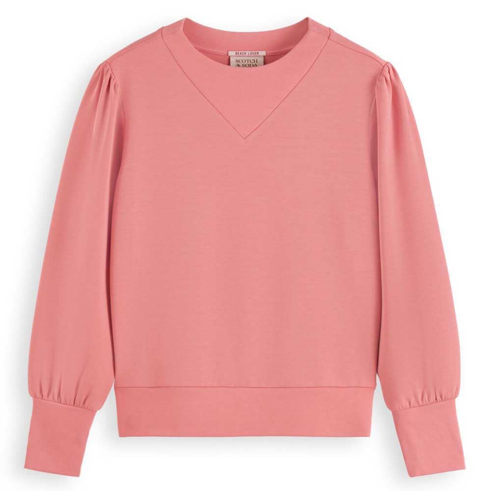 Scotch & Soda Women's Ruched Yoke Seam Modal Sweatshirt - Soft & Stylish Pullover for Casual Wear, Lounge & Everyday Comfort