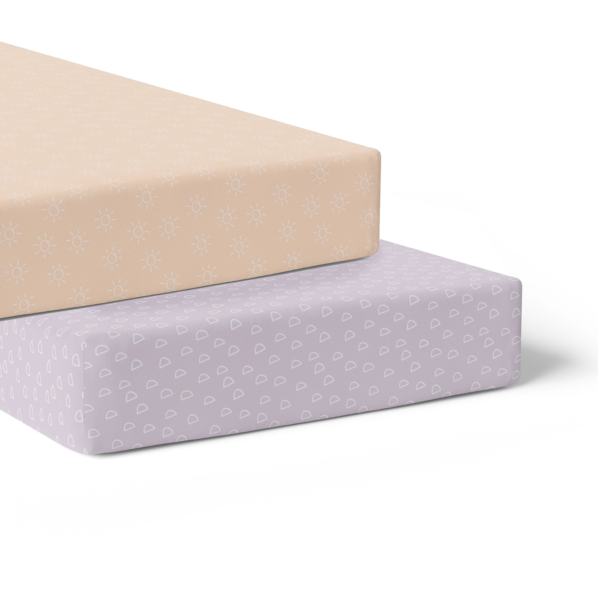 Nordic 2-Pack Jersey Cotton Fitted Sheets - Soft Peach & Lilac Colors - Perfect for Cribs, Toddler Beds & Daycare Centers