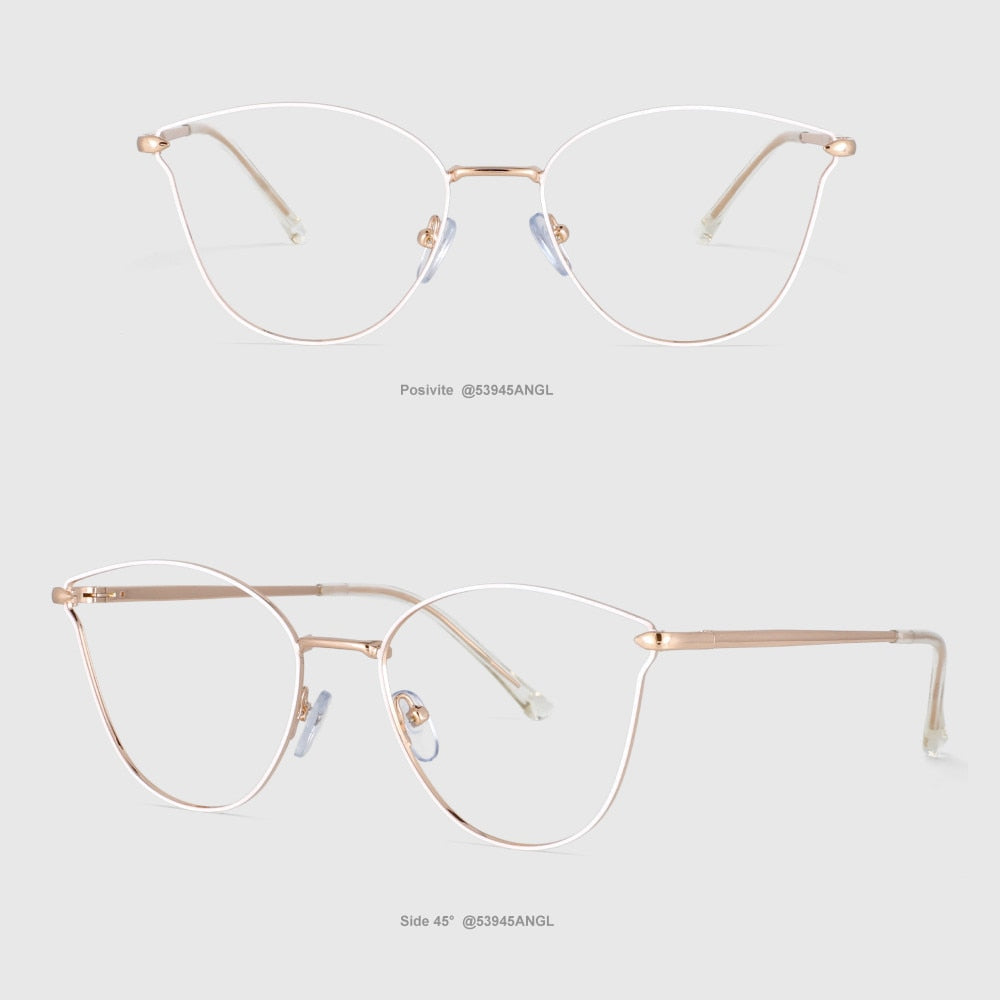 CCspace Unisex Full Rim Square Cat Eye Alloy Frame Eyeglasses 53945 - Stylish & Lightweight for Work, Reading & Fashion