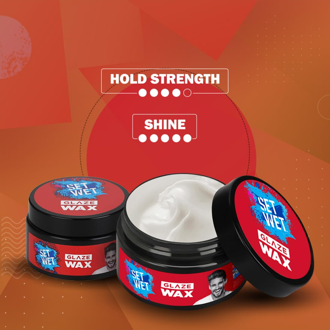 Set Wet Hair Wax For Men - Glaze Wax, 60g | Strong Hold & Healthy Shine Styling Wax, Restylable Anytime, Easy Wash Off | Paraben, Sulfate & Alcohol Free | Perfect for Daily Hairstyling, Parties & Professional Looks