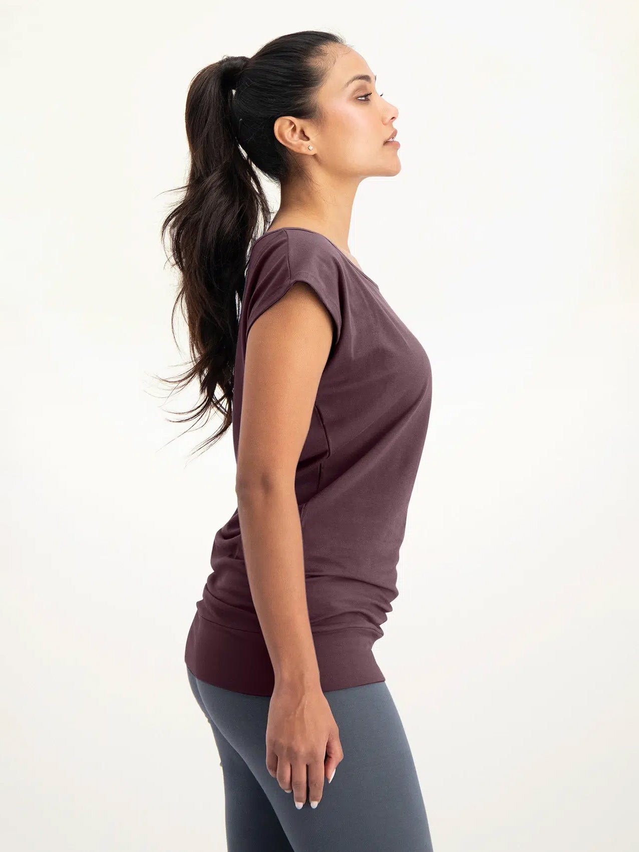 Urban Goddess Asana Yoga Tee - Soft Berry Color Yoga T-Shirt for Women | Perfect for Yoga Practice, Gym Workouts & Casual Wear