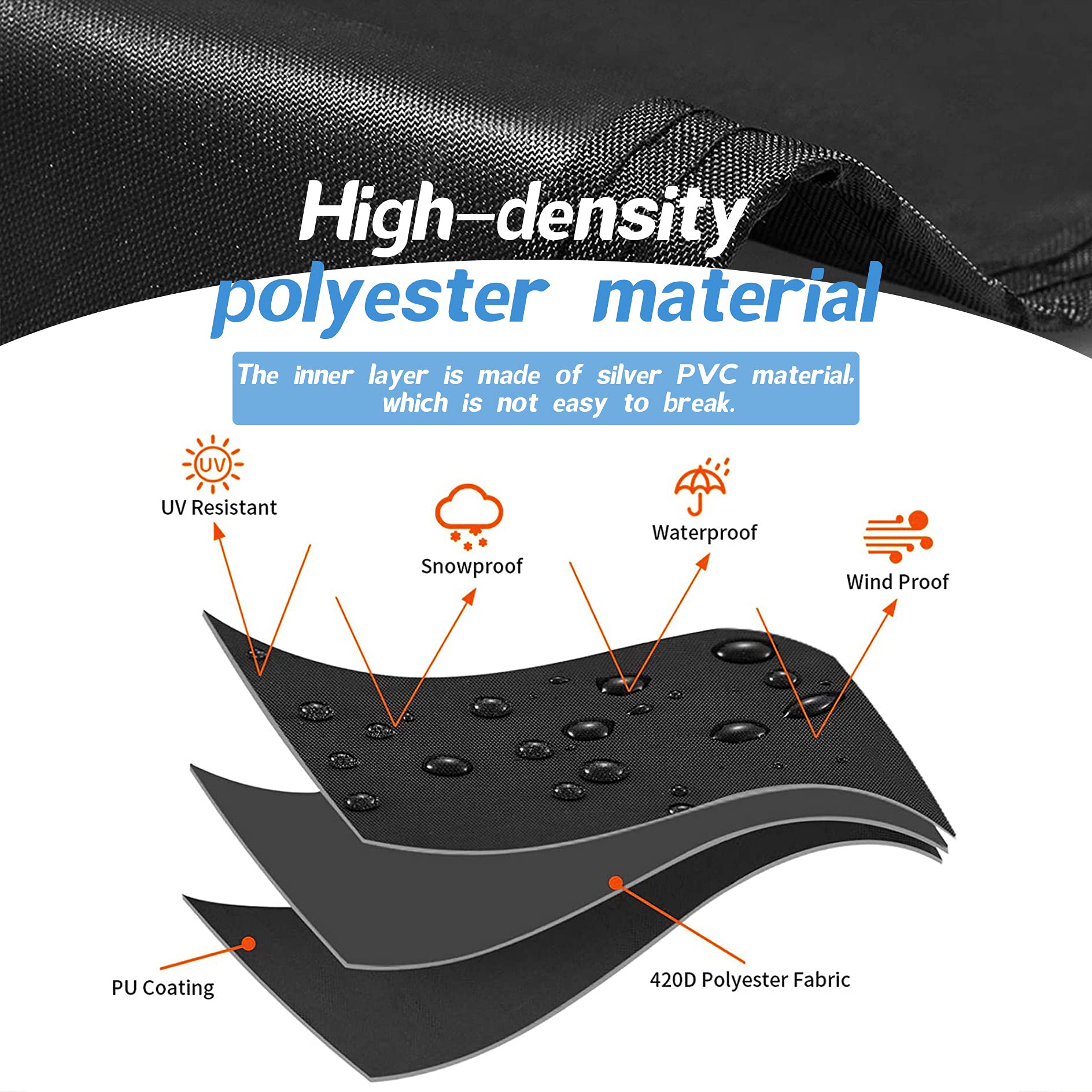 Diymood Waterproof Outdoor Patio Furniture Covers - Rectangle Garden Furniture Protector for Table, Chair & Sofa - UV Resistant, Windproof, Rain & Snow Proof (200x160x70cm/78.7x63x27.5in Black) - Perfect for Backyard, Lawn & Poolside Protection