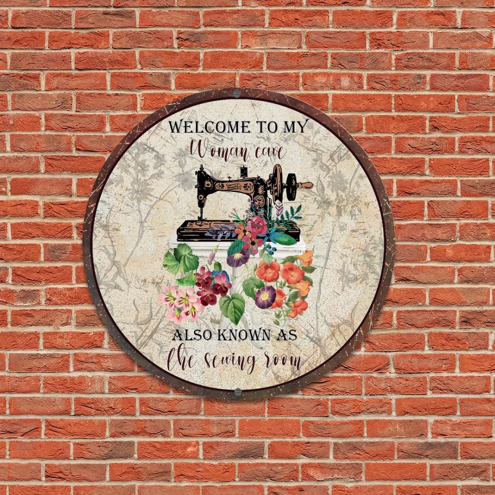 Rust-Proof Aluminum Welcome Sign - 10in Metal Tin Art Plaque for Front Porch, She Shed, Sewing Room, Cafe, Coffee Bar, Pub & Man Cave | Durable Outdoor & Indoor Decoration for Home & Business