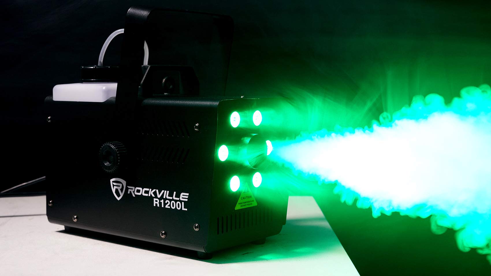 Rockville R1200L Professional Fog & Smoke Machine with LED Lights & Strobe, 7-Channel DMX Control & 2 Remotes - Perfect for Halloween Parties, Stage Shows, and Nightclub Events (Black)
