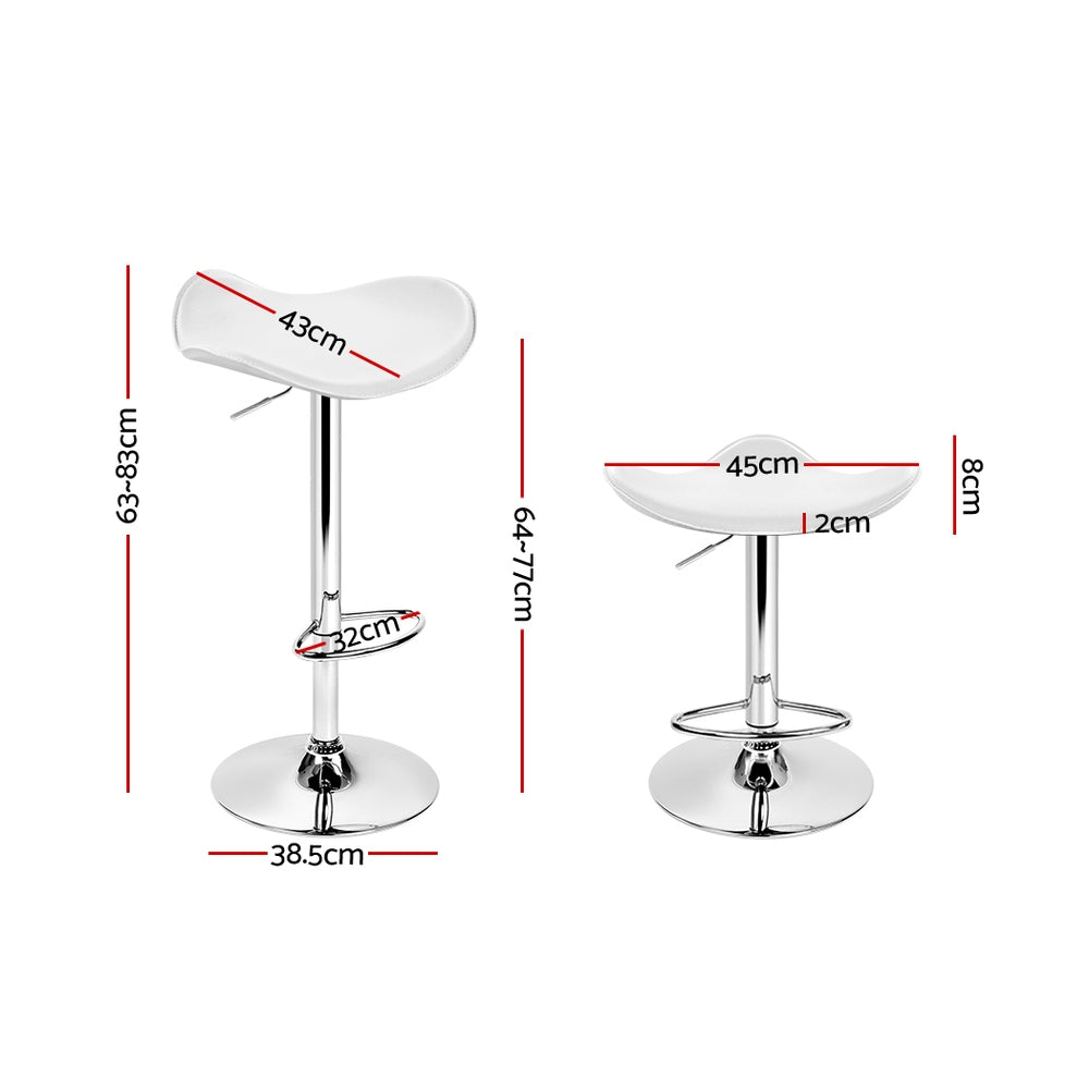 2-Pack White Leather Bar Stools with Gas Lift Mechanism - Perfect for Kitchen Islands, Breakfast Bars & Home Bars