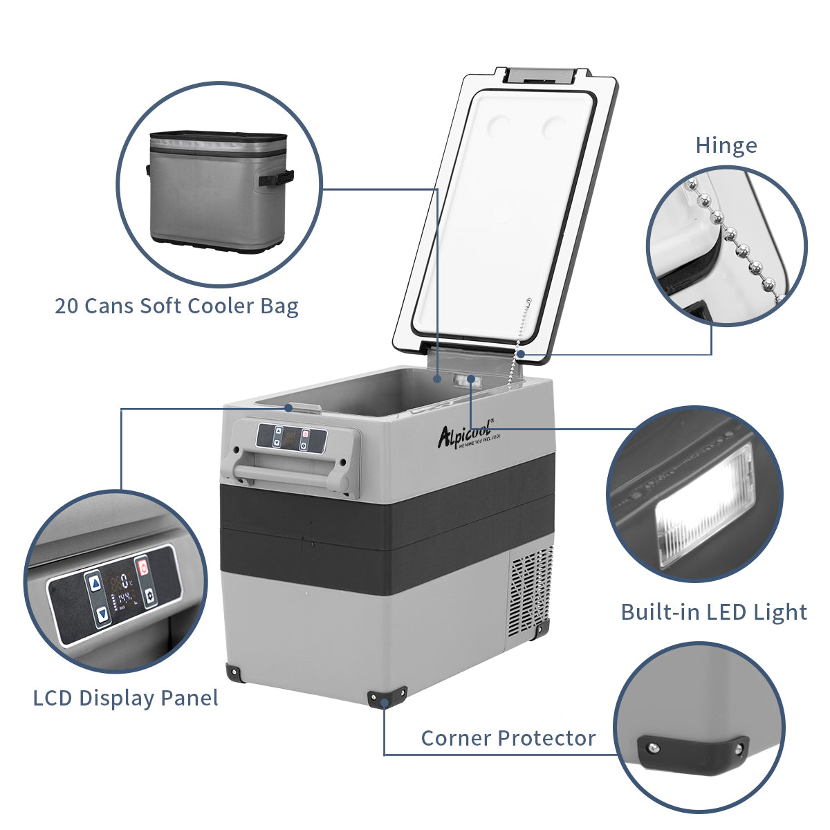 Alpicool CF55 12V Portable Car Refrigerator Freezer - 54 Quart Compact Fridge for Camping, RV, Truck, Travel & Outdoor Adventures - Includes SC12 Soft Cooler Bag for Extra Storage