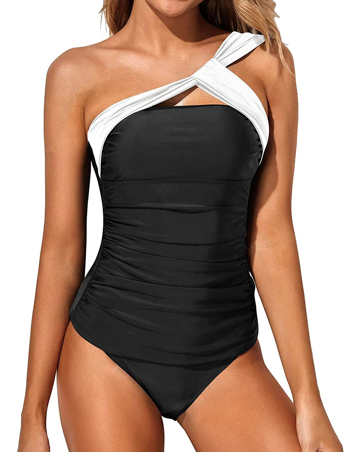 Women's One Shoulder Tankini Swimsuits - Tempt Me Two Piece Bathing Suit with Matching Bottom | Perfect for Beach Vacations, Pool Parties & Summer Getaways