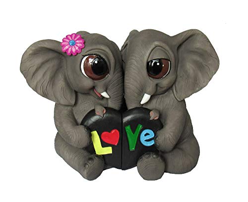 DWK Elephant Couple Love Figurine Set - Handcrafted Elephant Sculpture Decor for Couples, Home & Office Desk Decor - Perfect for Shelves, Wedding Gifts & Anniversary Presents (6.5 Inch)