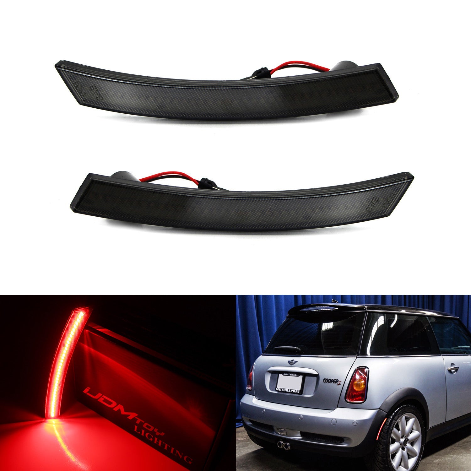 Smoked Lens Red LED Rear Side Marker Lights Compatible with 1st Gen 2002-2008 MINI Cooper - Enhanced Visibility & Safety for Night Driving & Custom Car Styling
