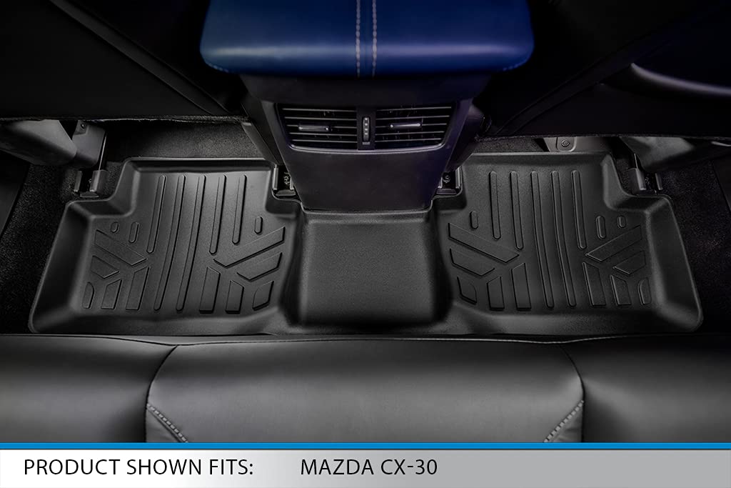 SMARTLINER Custom Fit All Weather 2 Row Black Floor Mats for 2020-2023 Mazda CX-30 (FWD) - Durable Car Floor Liners for Protection Against Mud, Snow & Spills - Perfect for Daily Commute, Road Trips & Family Adventures