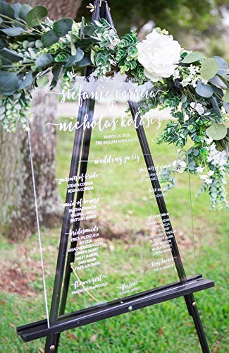Custom Acrylic Wedding Party Sign - Elegant Bridal Ceremony Program Sign - Modern Wedding Decoration for Reception & Aisle - Perfect for Indoor & Outdoor Weddings