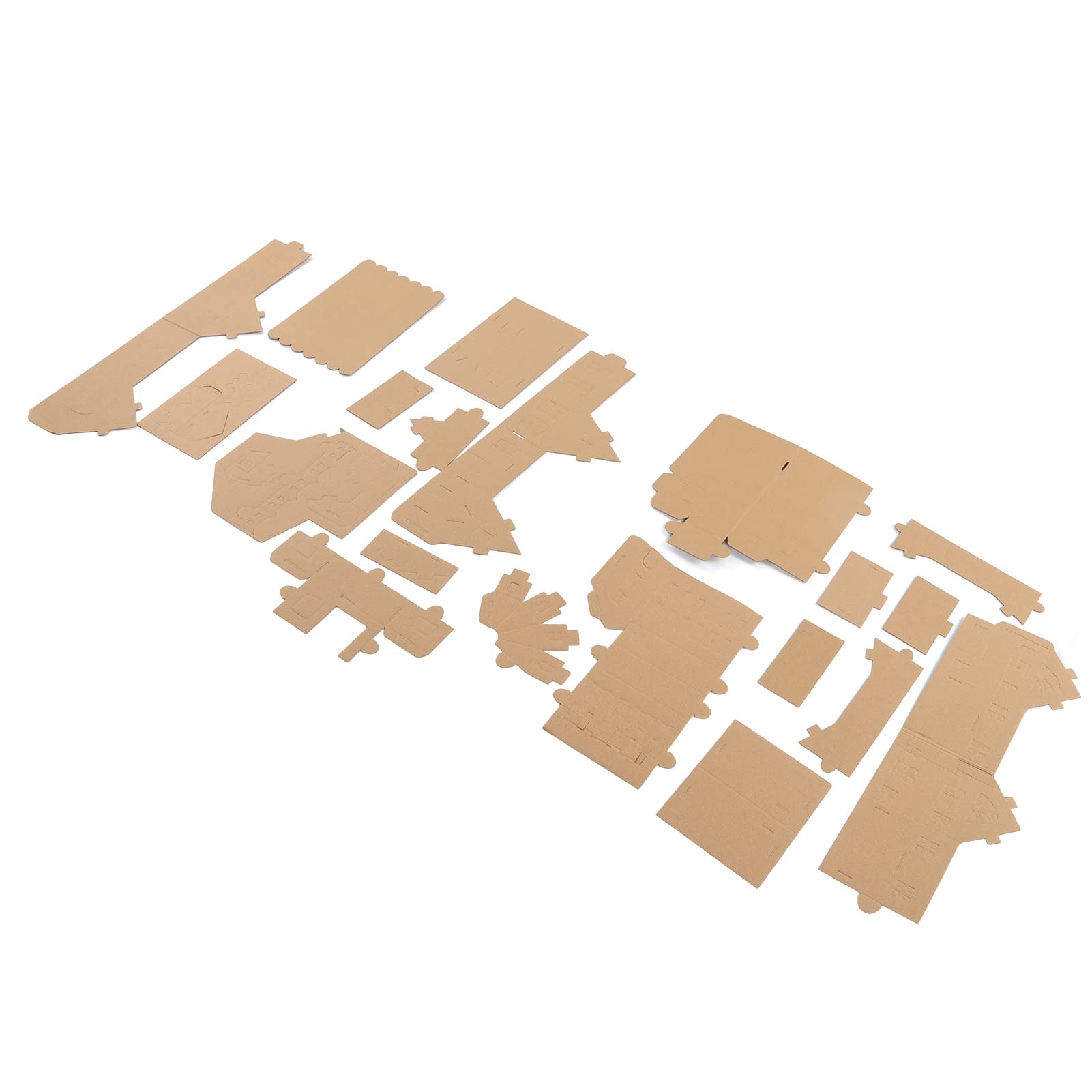 Unfinished Paper Cottage Houses - 7Pcs DIY Corrugated Paper Mache Craft Kits for Kids, Odorless Miniature Village for Home Decoration, Gift & Party Favors | Perfect for Christmas Displays, Fairy Gardens & School Projects