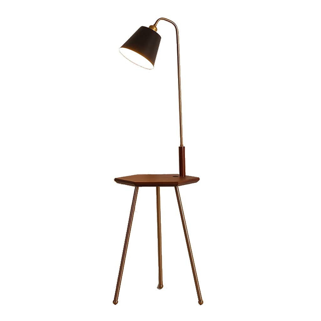 Modern Triangle Floor Lamp with USB Ports & Wood Hexagonal Side Table - Adjustable Standing Light for Living Room, Bedroom, Office - Indoor Ambient Lighting for Reading, Relaxing & Decor (Color: Floor Lamp A)