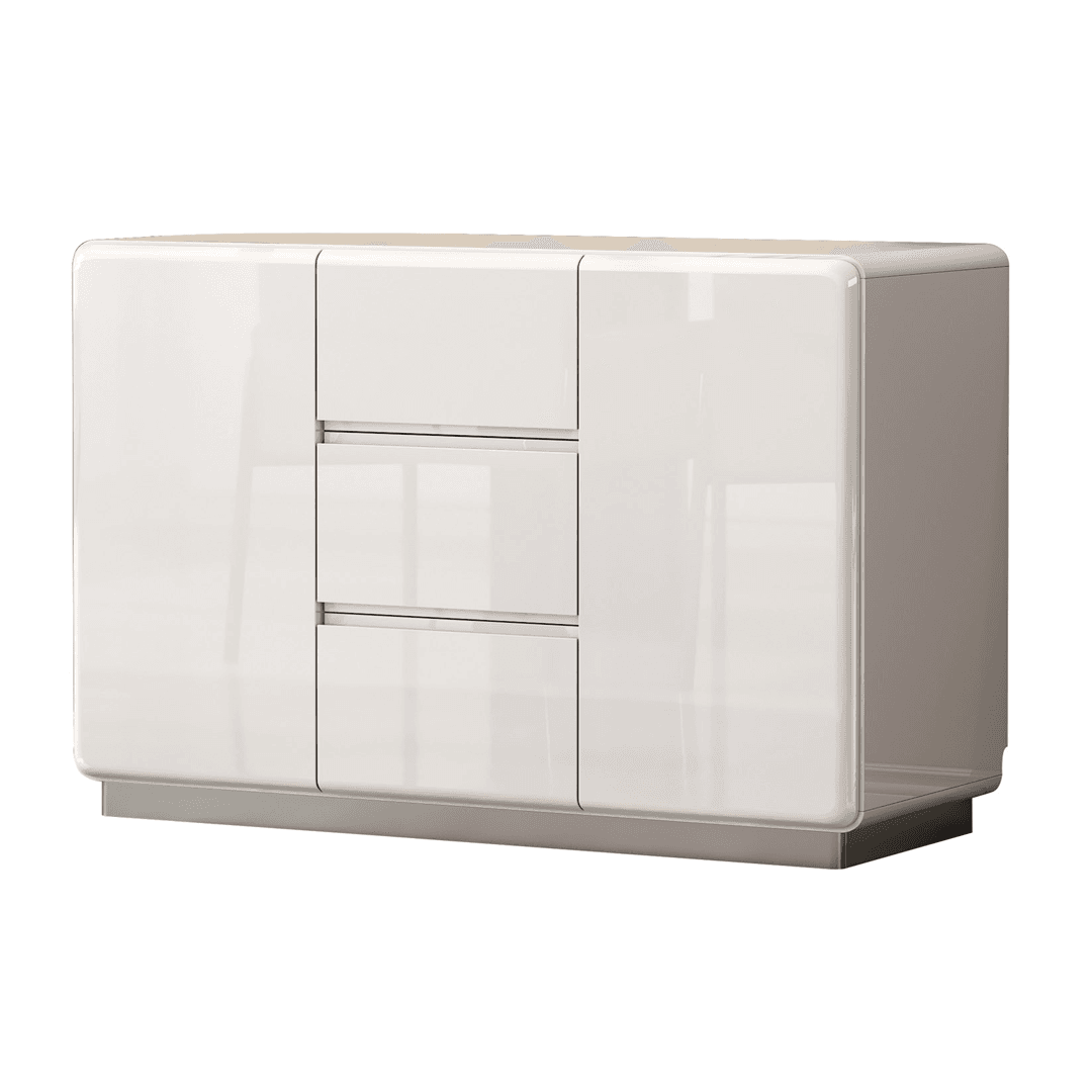 Estrella Gloss White Sideboard 120cm - Modern Buffet Cabinet for Dining Room, Living Room & Entryway Storage