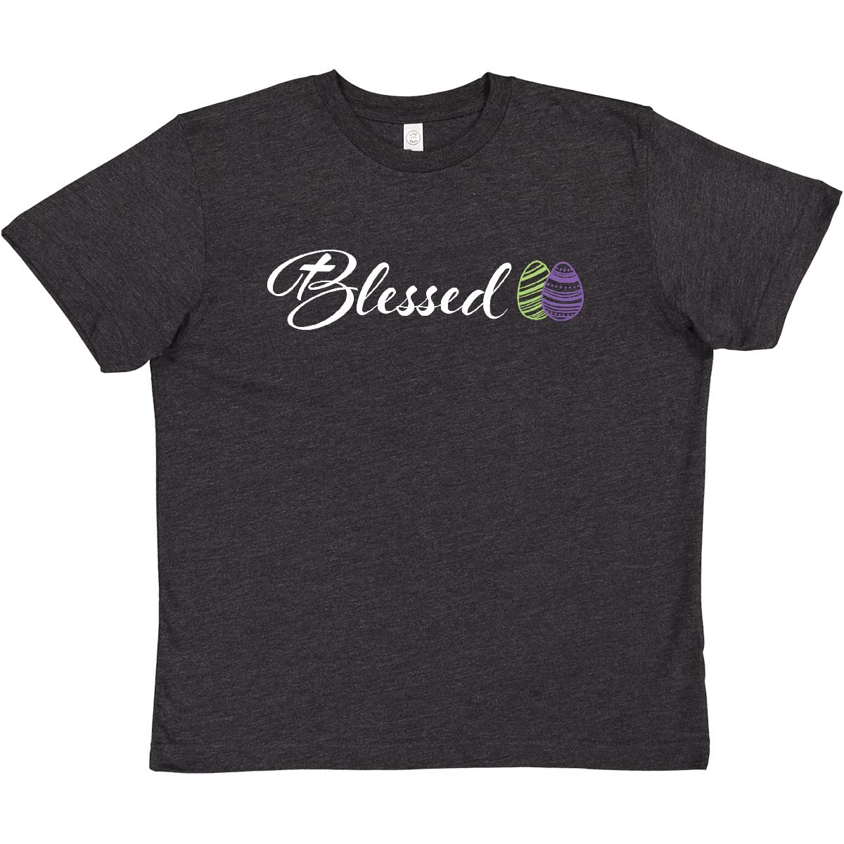 Easter Blessed T-Shirt with Green & Purple Eggs - Youth Apparel for Holiday Celebrations