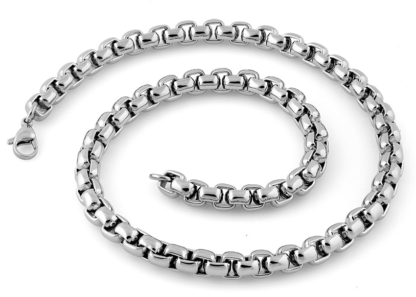 Stainless Steel Rounded Box Link Necklace for Women - Elegant Dainty Chain Jewelry Gift for Her - Perfect for Everyday Wear, Date Night & Special Occasions