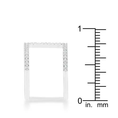 0.3ct CZ Rhodium Plated Open Contemporary Wide Ring for Women - Elegant Statement Jewelry for Parties, Weddings & Special Occasions