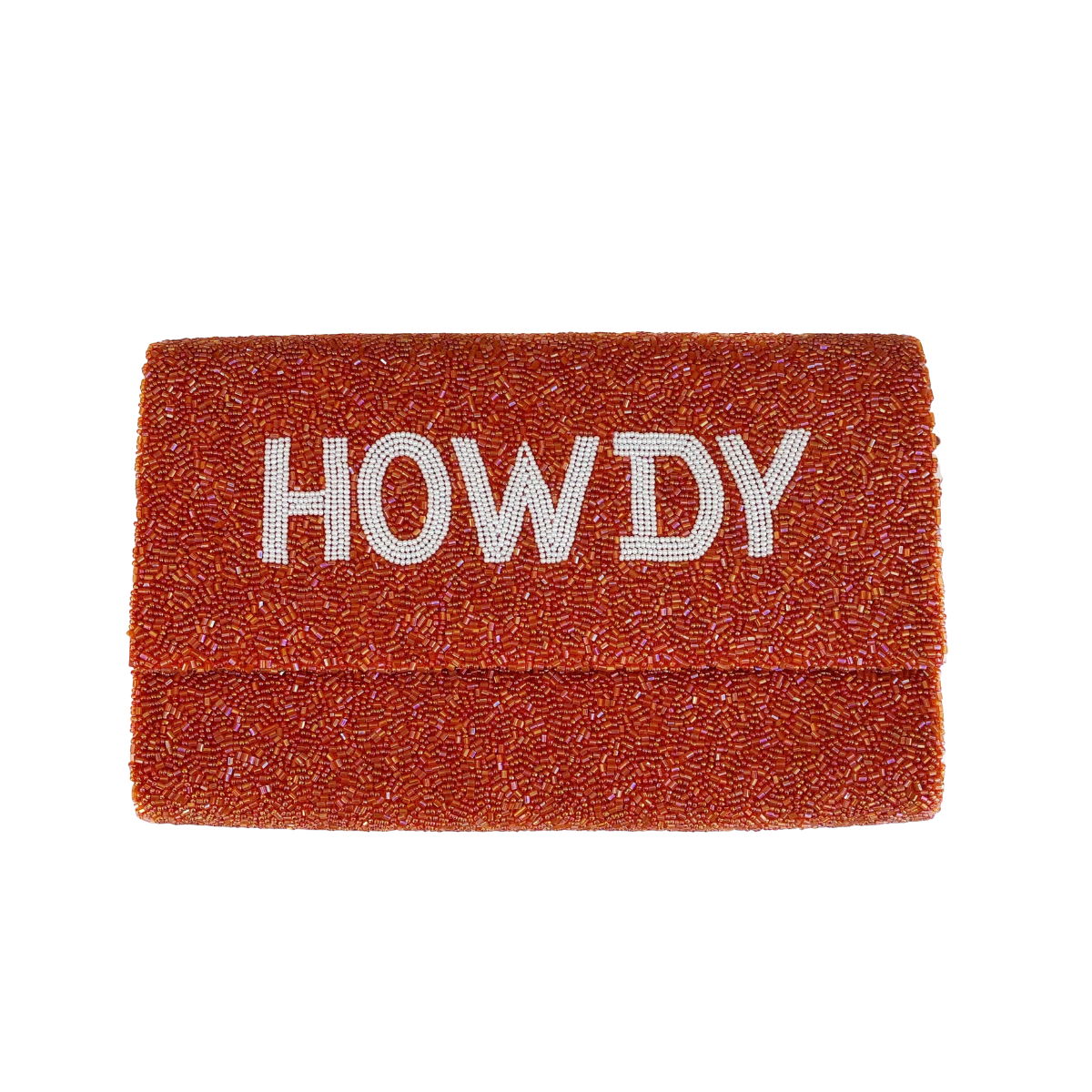 Howdy Fully Beaded Clutch Purse for Women - Orange Evening Bag with Handmade Glass Beads - Perfect for Parties, Weddings & Special Occasions