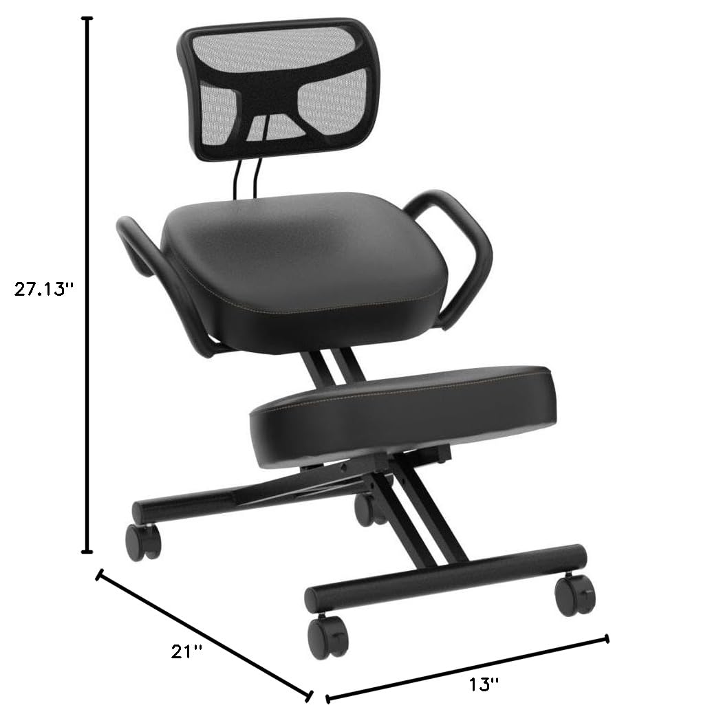 VIVO DRAGONN DN-CH Ergonomic Kneeling Chair - Adjustable Posture Corrector for Office & Home - Metal Frame, Black - One Size Fits All - Perfect for Meditation, Yoga & Back Pain Relief