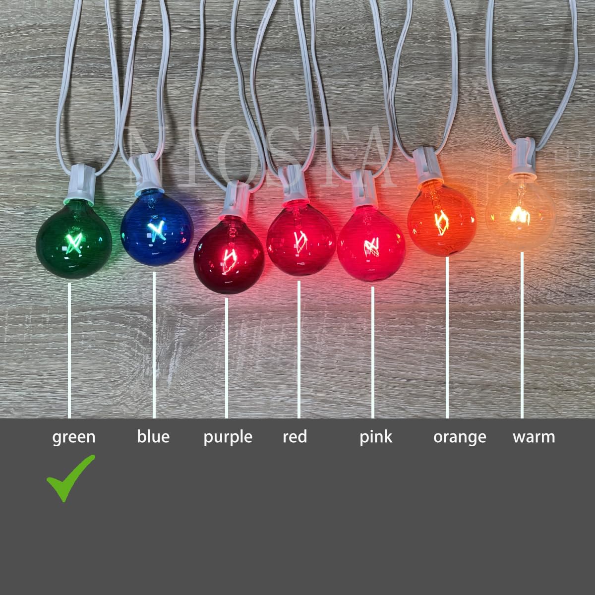 25 Pack G50 Replacement Light Bulbs - Green Glass Incandescent E12/C7 Candelabra Base (7W) for Outdoor Patio String Lights - Perfect for Garden Parties, Backyard Decor & Holiday Lighting