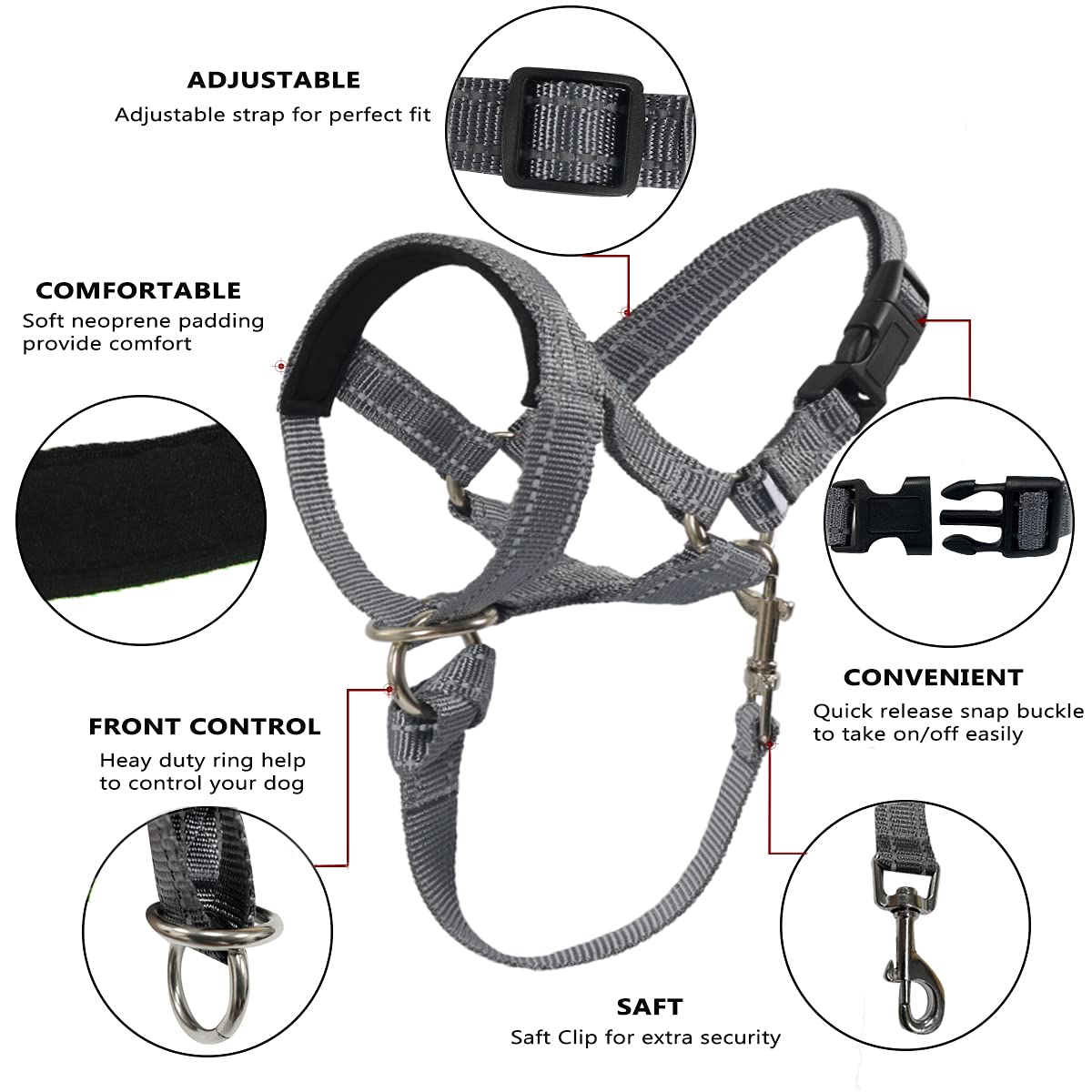BARKLESS No Pull Dog Head Collar - Soft Padded Head Halter for Small Medium Large Dogs - Gentle Training Solution for Walking & Behavior Control