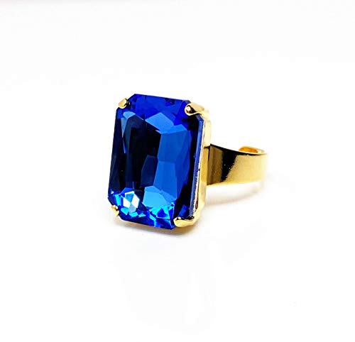 Light Sapphire Rhinestone Crystal Gold Plated Ring for Women - Elegant Jewelry Gift for Birthday, Anniversary & Special Occasions