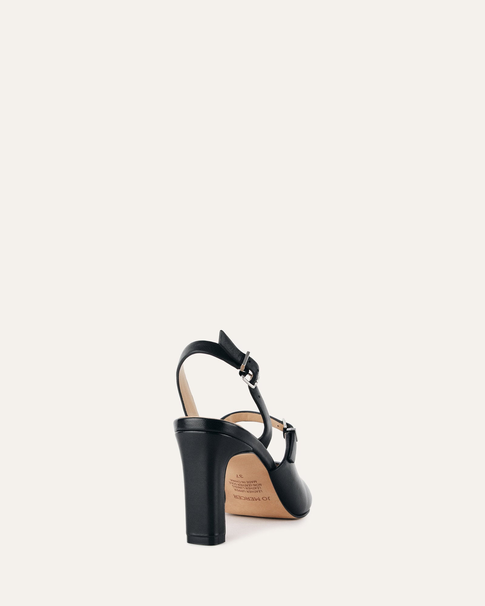 INGRID Black Leather Mid Heel Pumps - Elegant Women's Dress Shoes for Office, Party & Special Occasions