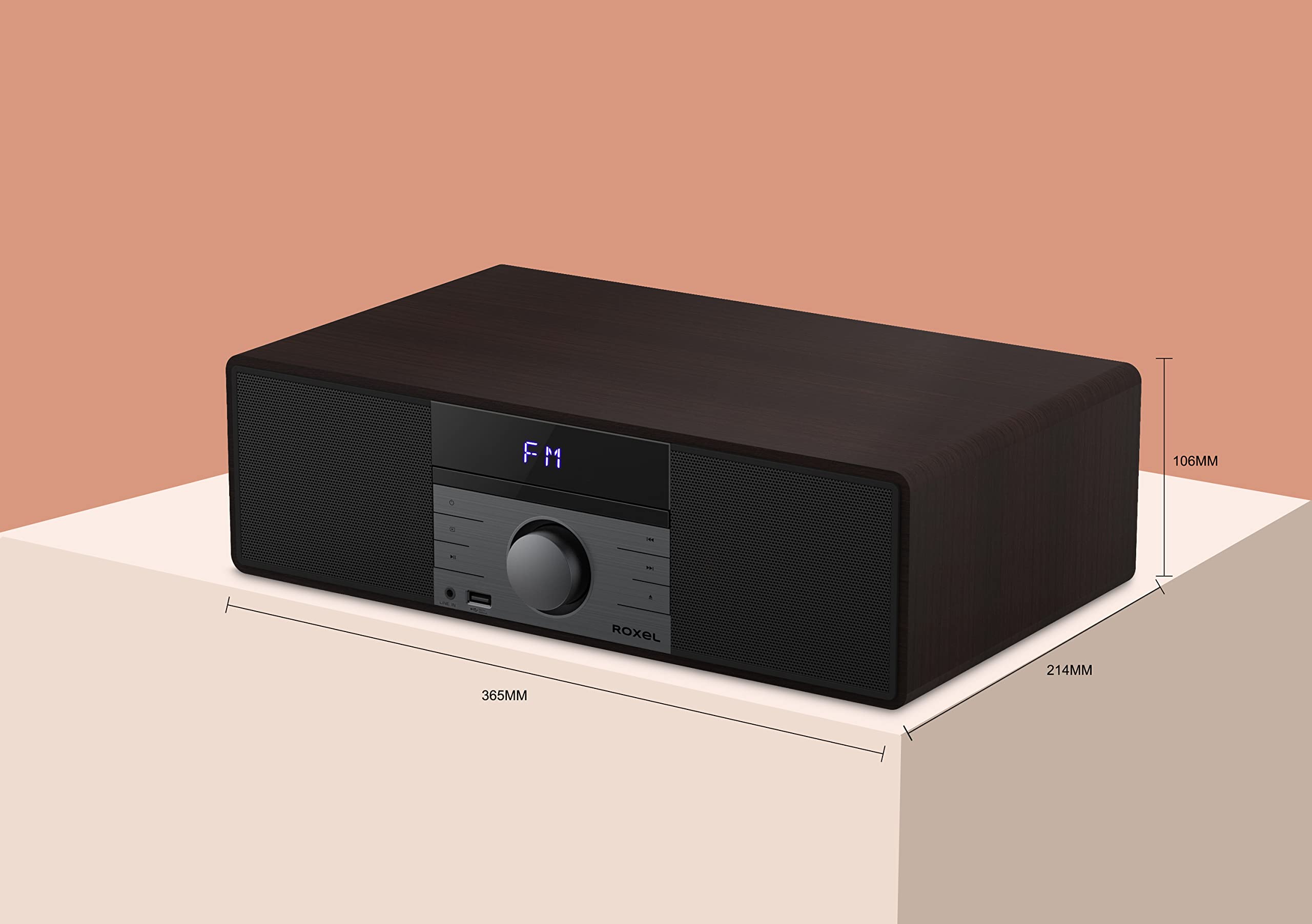 ROXEL RCD 400 All-in-One Compact CD Player Hi-Fi System with DAB/DAB+ Radio, CD/MP3/USB Playback, Wireless Streaming, FM/Digital Radio, White LED Display & Stylish Wooden Design - Perfect for Home Entertainment, Office Music & Vintage Audio Lovers