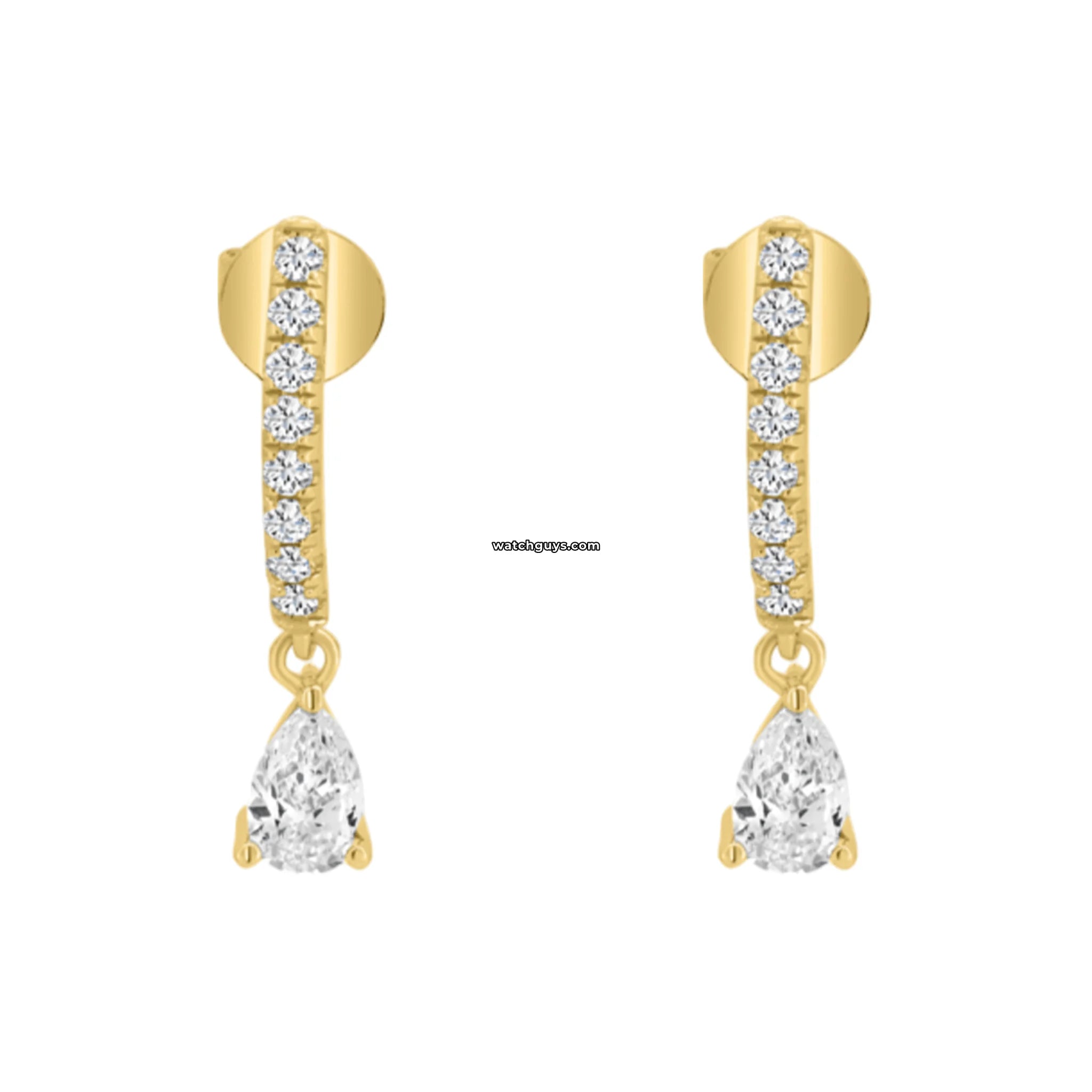 18k Yellow Gold Pear Diamond Dangle Earrings - Elegant Drop Earrings for Women, Perfect for Weddings, Parties & Special Occasions