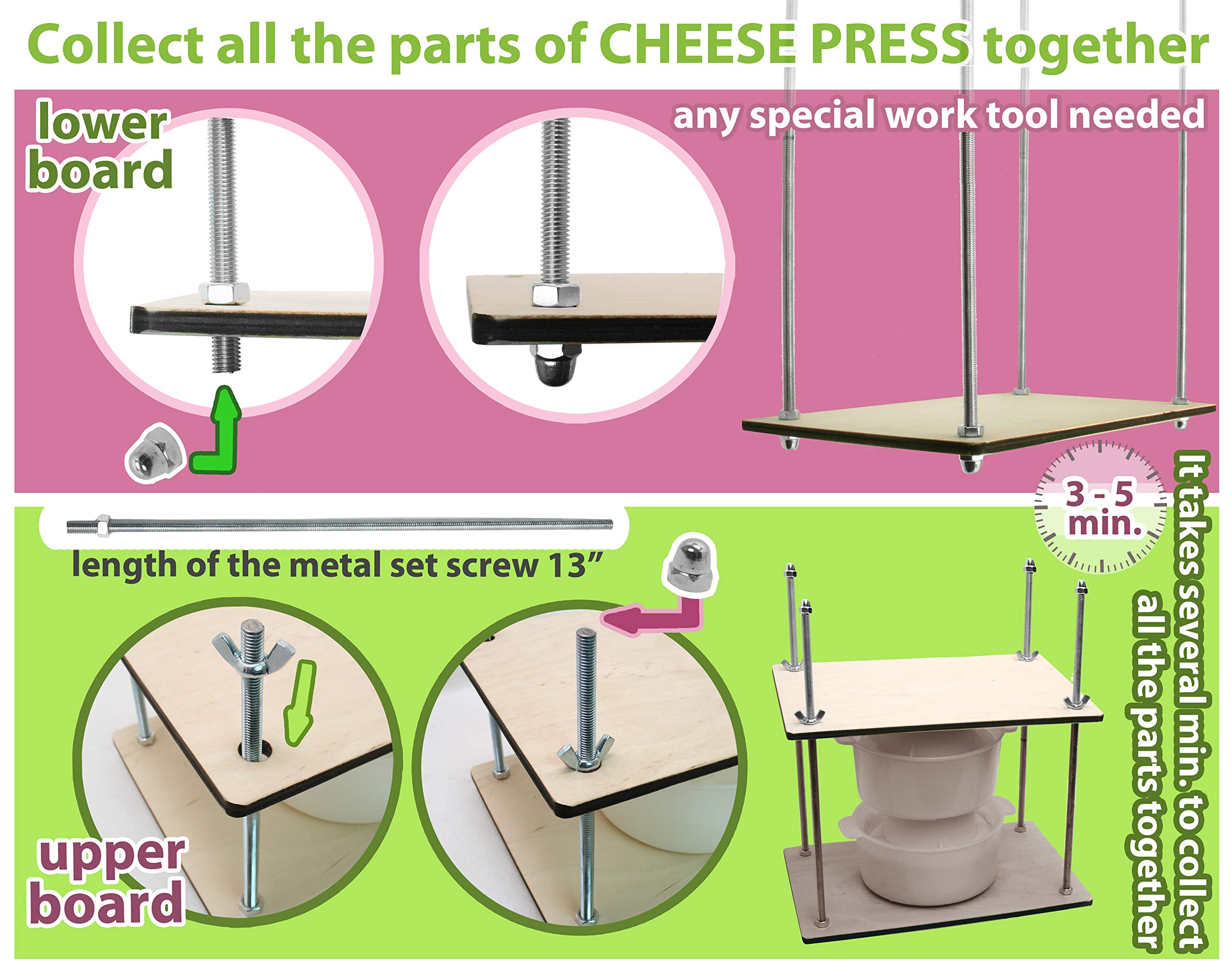 Premium Wooden Cheese Press Kit - 12