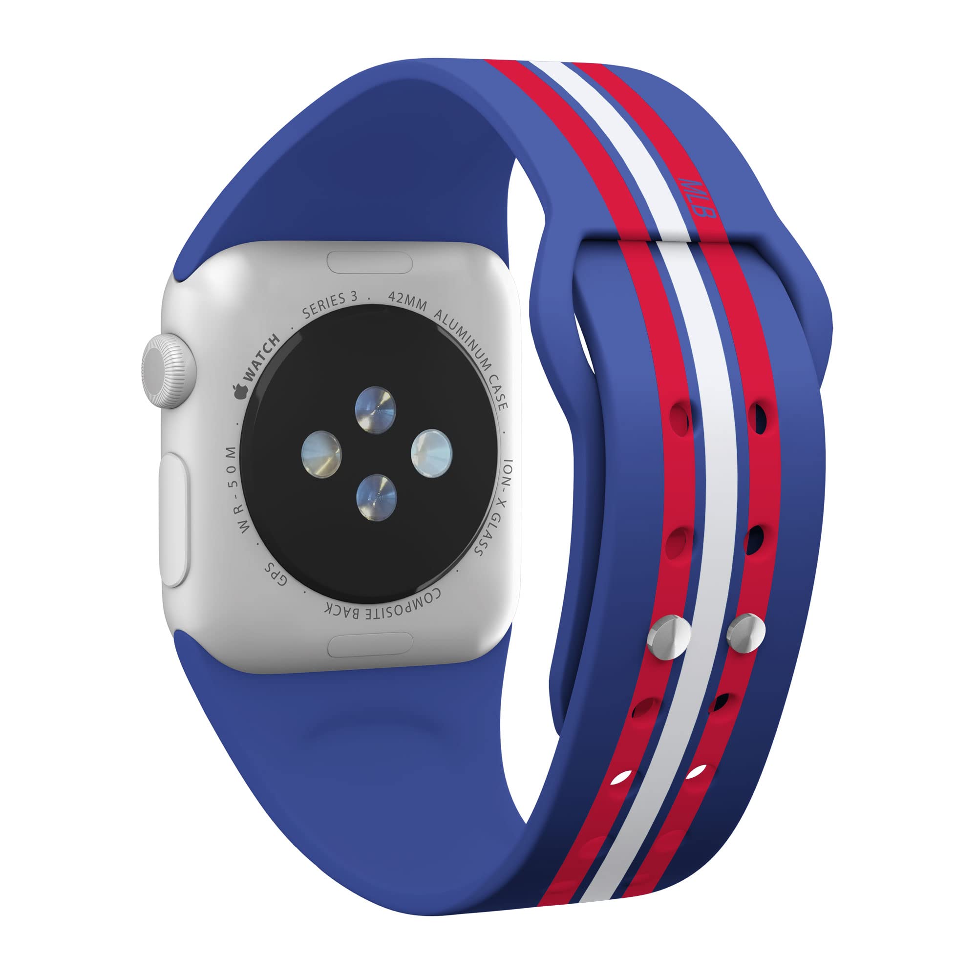 Chicago Cubs HD Watch Band for Apple Watch - Durable Silicone Strap, Compatible with All Apple Watch Series (38mm/40mm/41mm/42mm/44mm/45mm/49mm) - Perfect for Baseball Fans, Game Day & Casual Wear