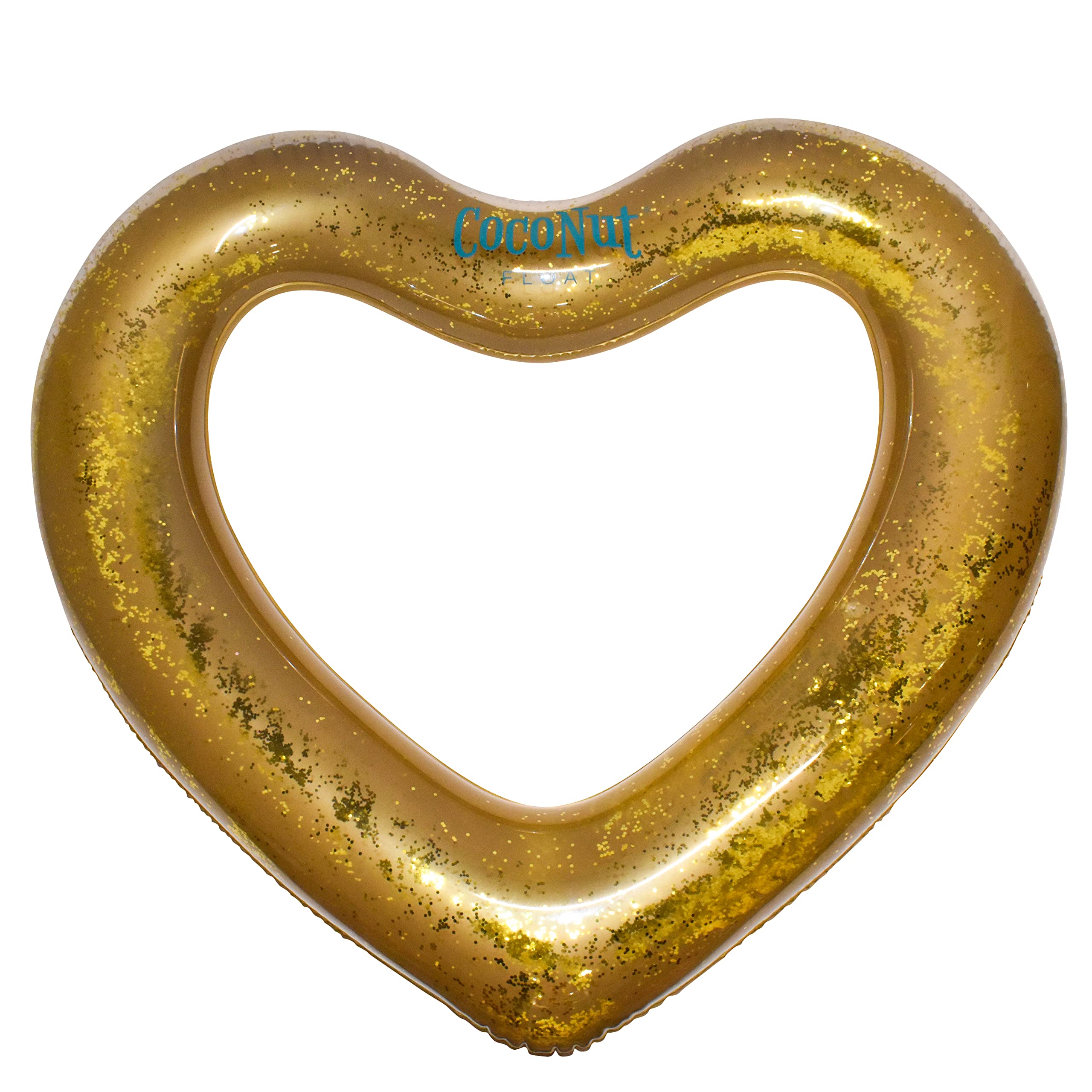 CocoNut Float Glitter Heart Pool Floats – Inflatable Pool Rings for Adults & Kids – Durable Lounge Tubes, Summer Water Toys – Fun Party Decorations for Birthdays, Beach Parties, Poolside Relaxation – Ages 8+ Years