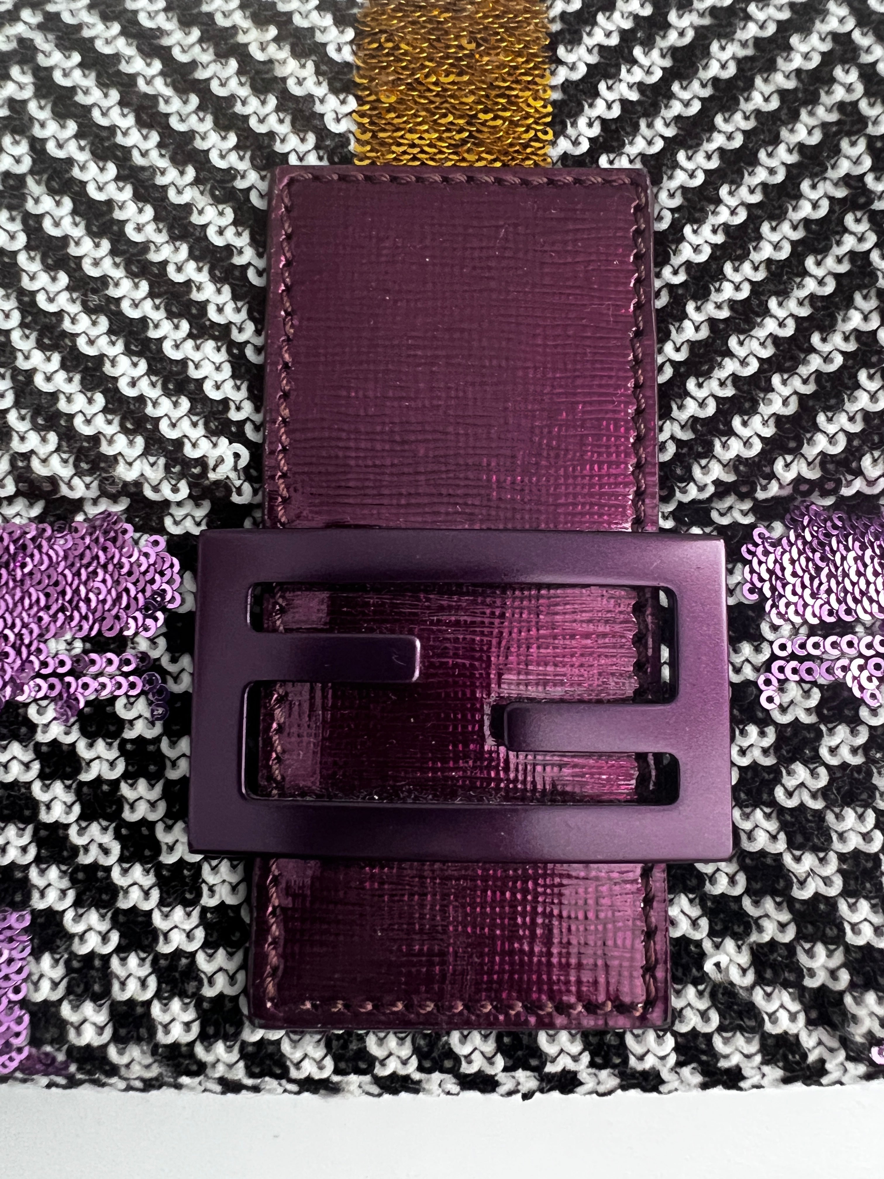 Fendi Colorful Sequin Tweed Baguette Bag - Stylish Shoulder Bag for Women, Perfect for Parties, Weddings & Evening Events