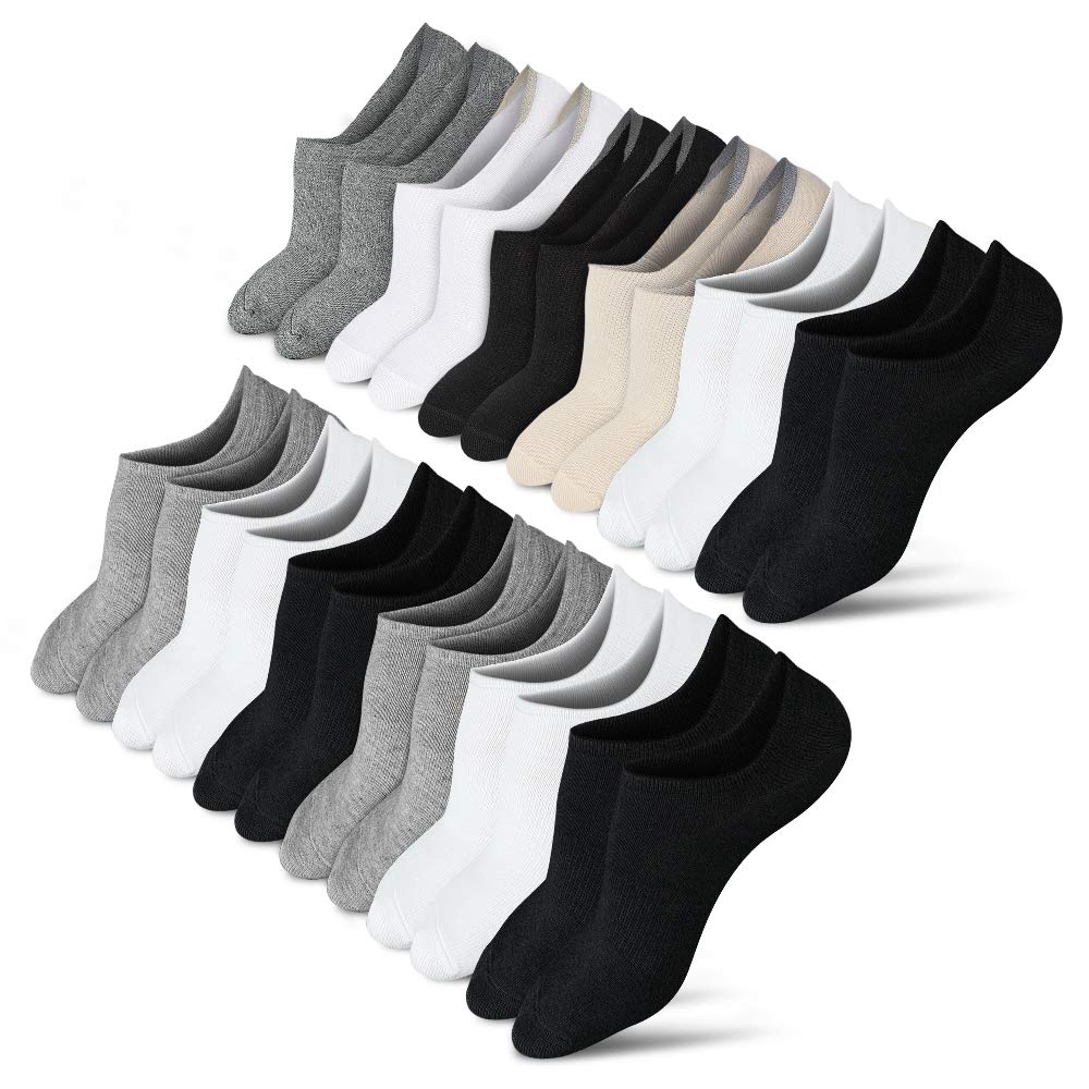 Wernies No Show Socks for Women - 12 Pairs Low Cut Invisible Socks with Non-Slip Grip for Sneakers, Flats & Boat Shoes | Perfect for Workouts, Office & Casual Wear