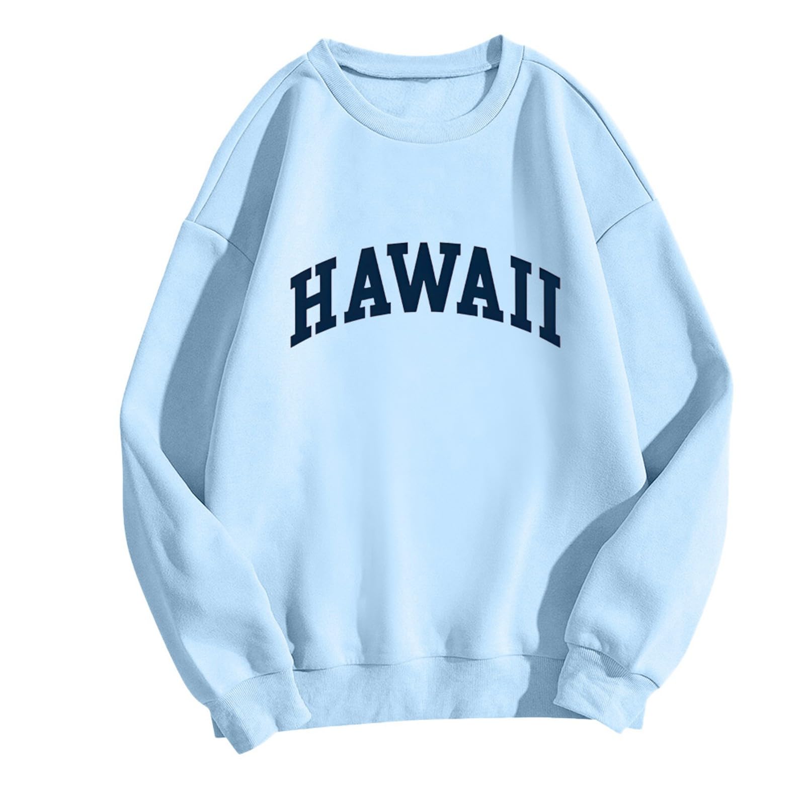 Women's Long Sleeve Hawaii Graphic Sweatshirt - Soft Crewneck Pullover with Drop Shoulder Design | Vacation Shirt, Harajuku Style | Perfect for Beach Trips, Casual Outings & Streetwear Fashion